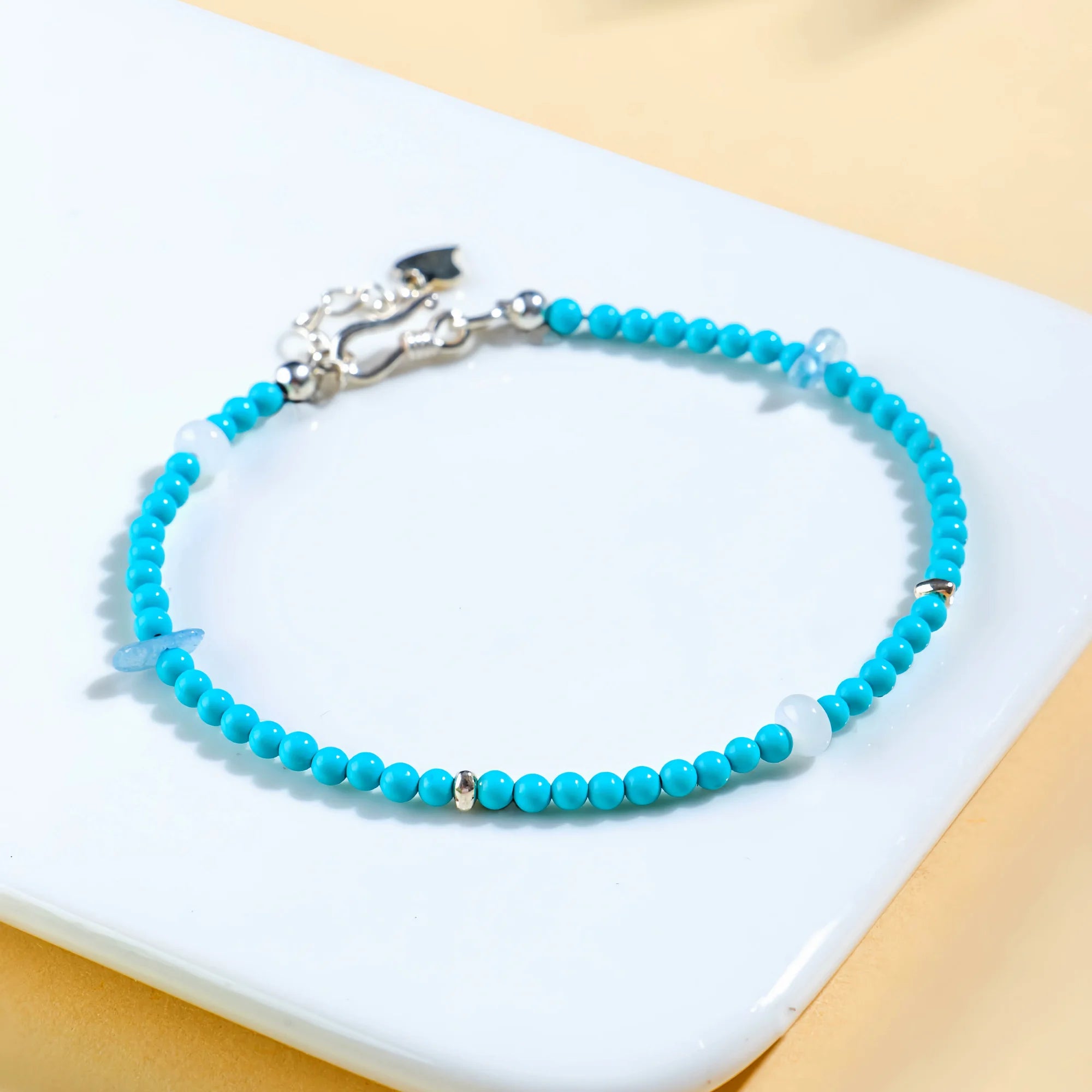 Natural Turquoise Aquamarine Beaded Bracelet