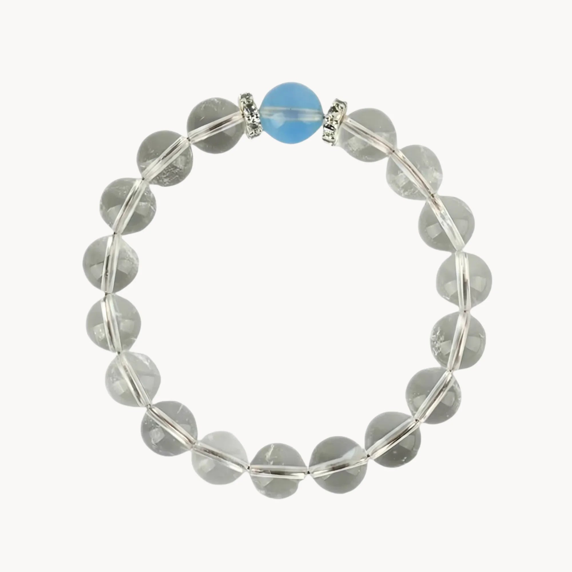 Natural White Crystal Aquamarine Single Circle Bracelet