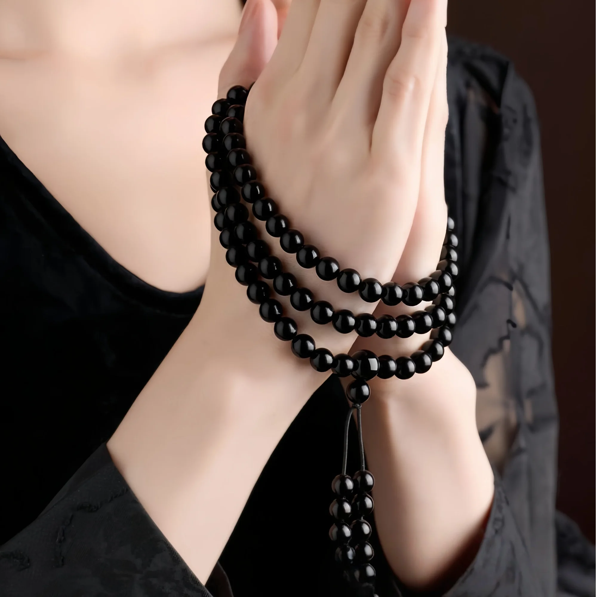 Sacred 108-Bead Golden Sheen Obsidian Mala