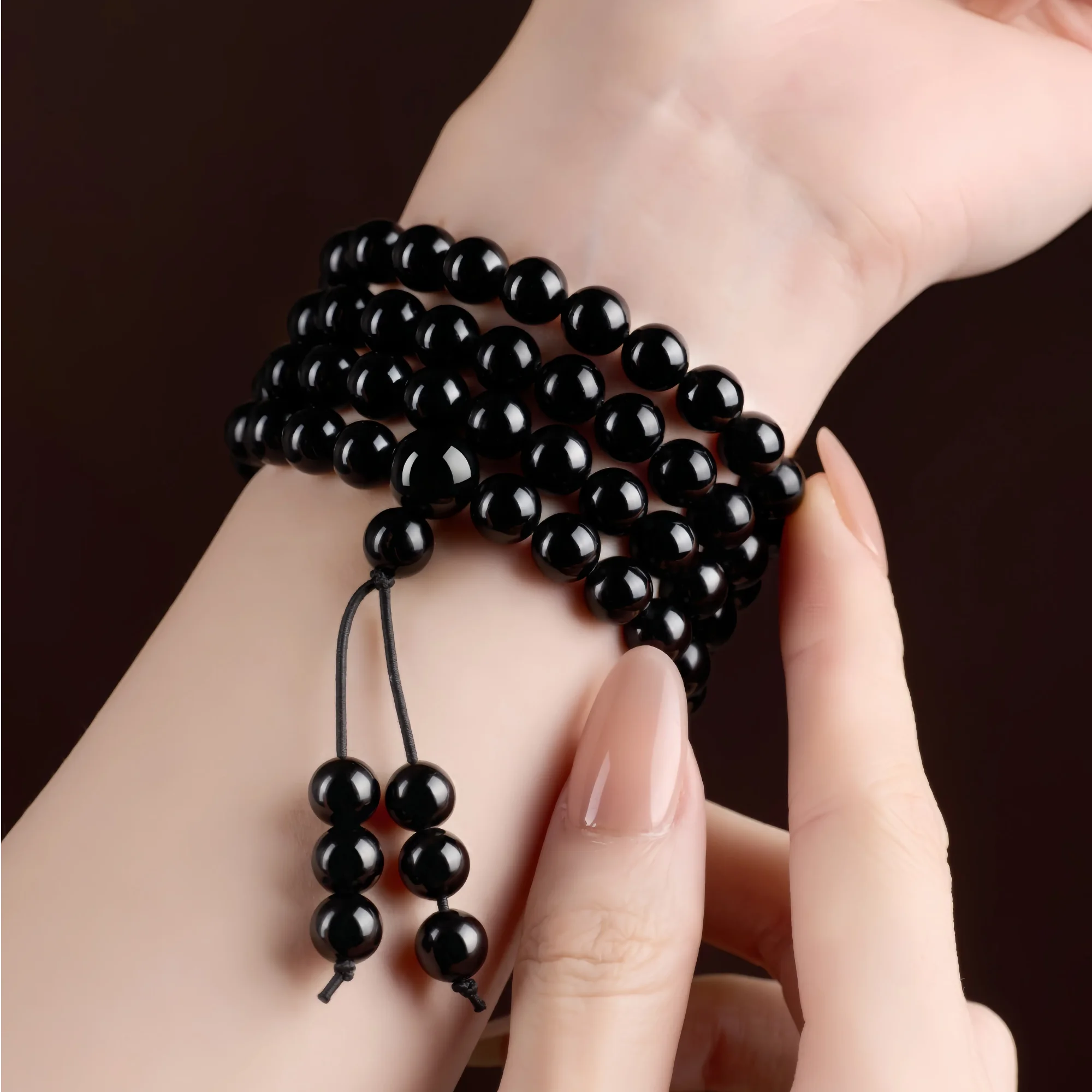 Sacred 108-Bead Golden Sheen Obsidian Mala