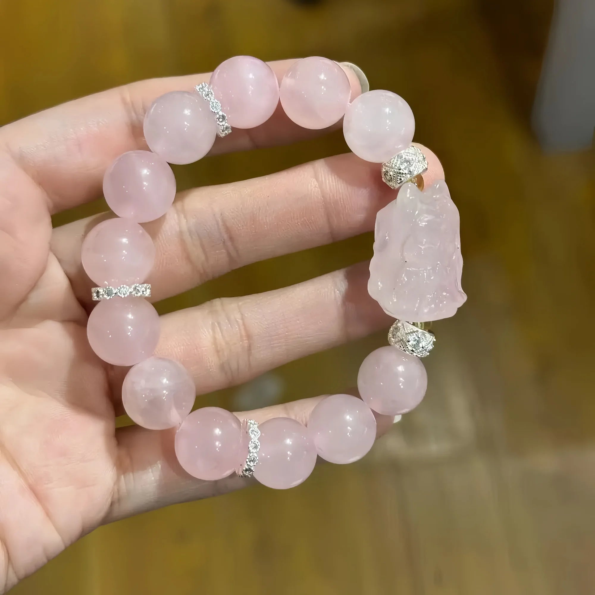 Sacred Fortune Pixiu Brazilian Rose Quartz Bracelet