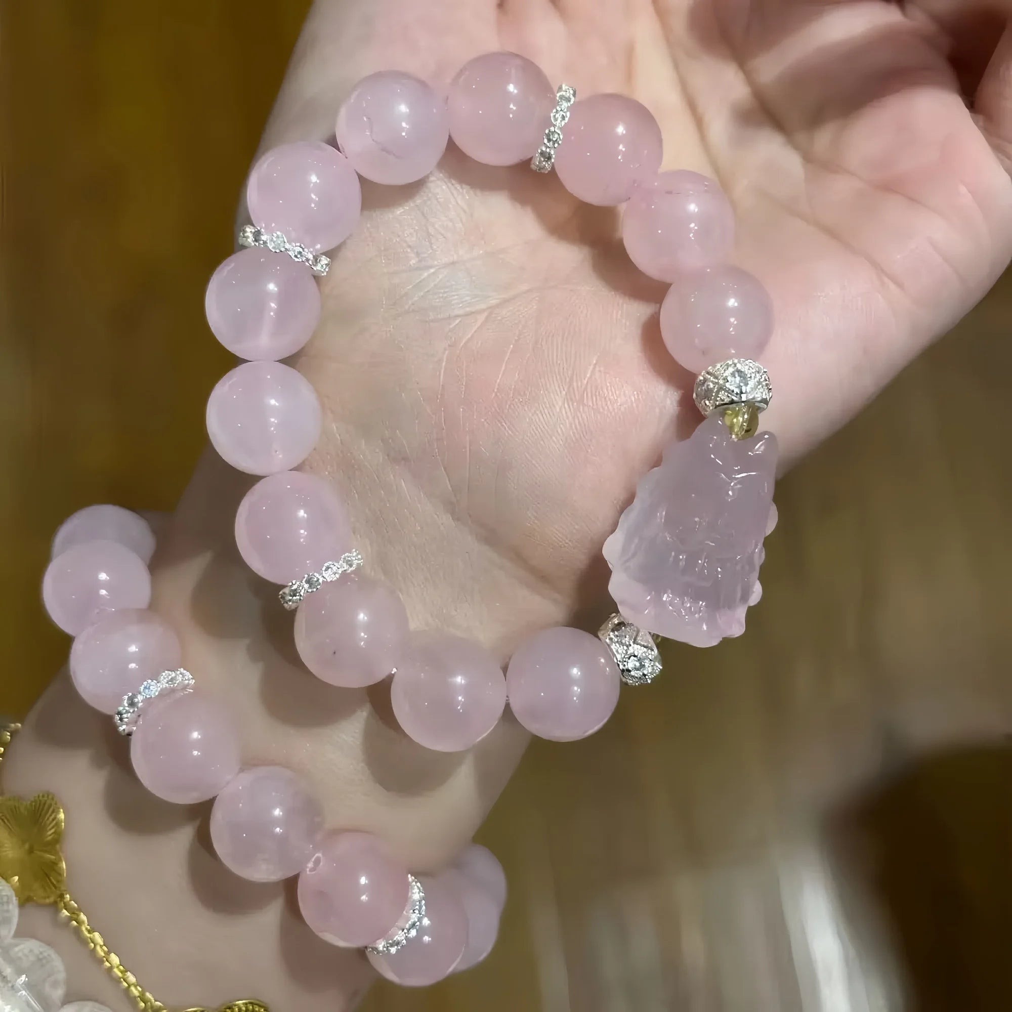 Sacred Fortune Pixiu Brazilian Rose Quartz Bracelet