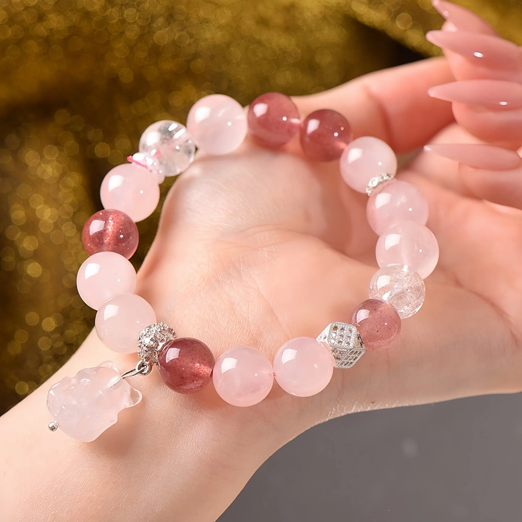 Sacred Fox Strawberry Quartz Bracelet