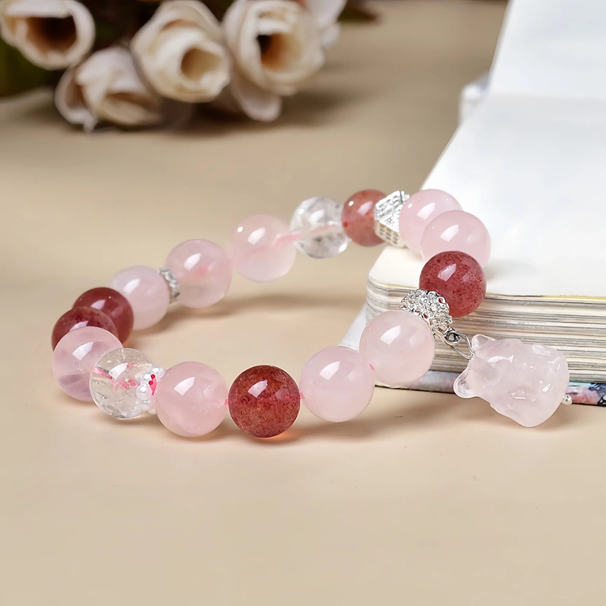 Sacred Fox Strawberry Quartz Bracelet