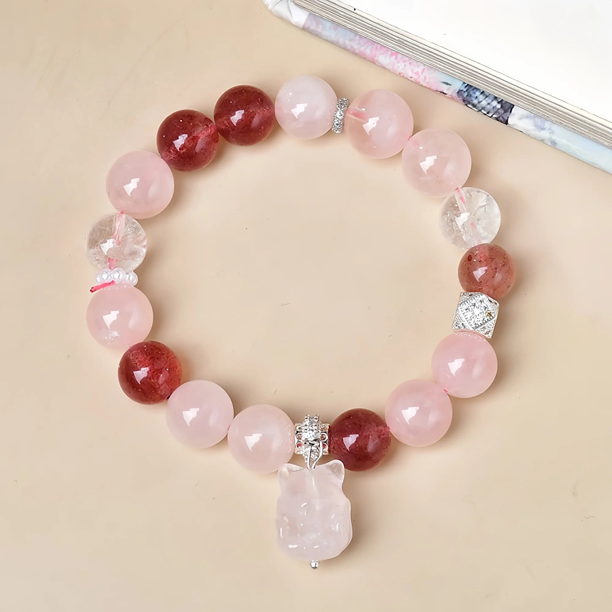 Sacred Fox Strawberry Quartz Bracelet
