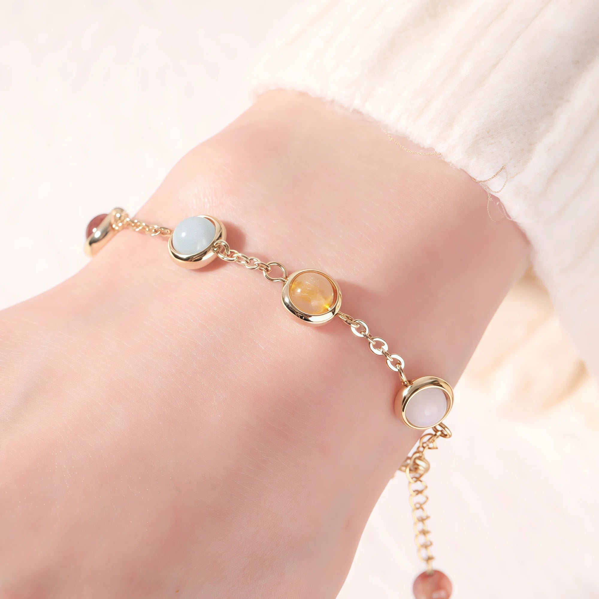 Seven Chakra Gemstone Healing Bracelet in 18K Gold Vermeil