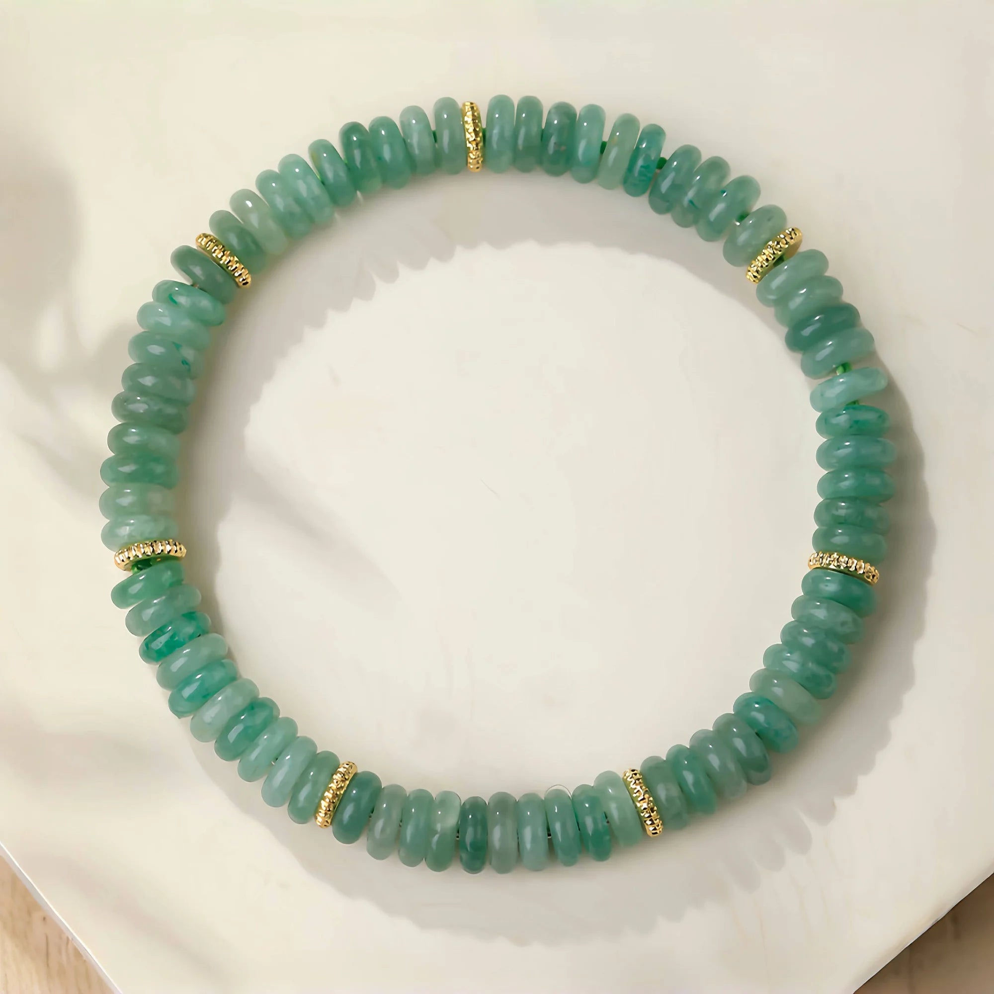 Sliced Aventurine Therapy Bracelet Gold Accent
