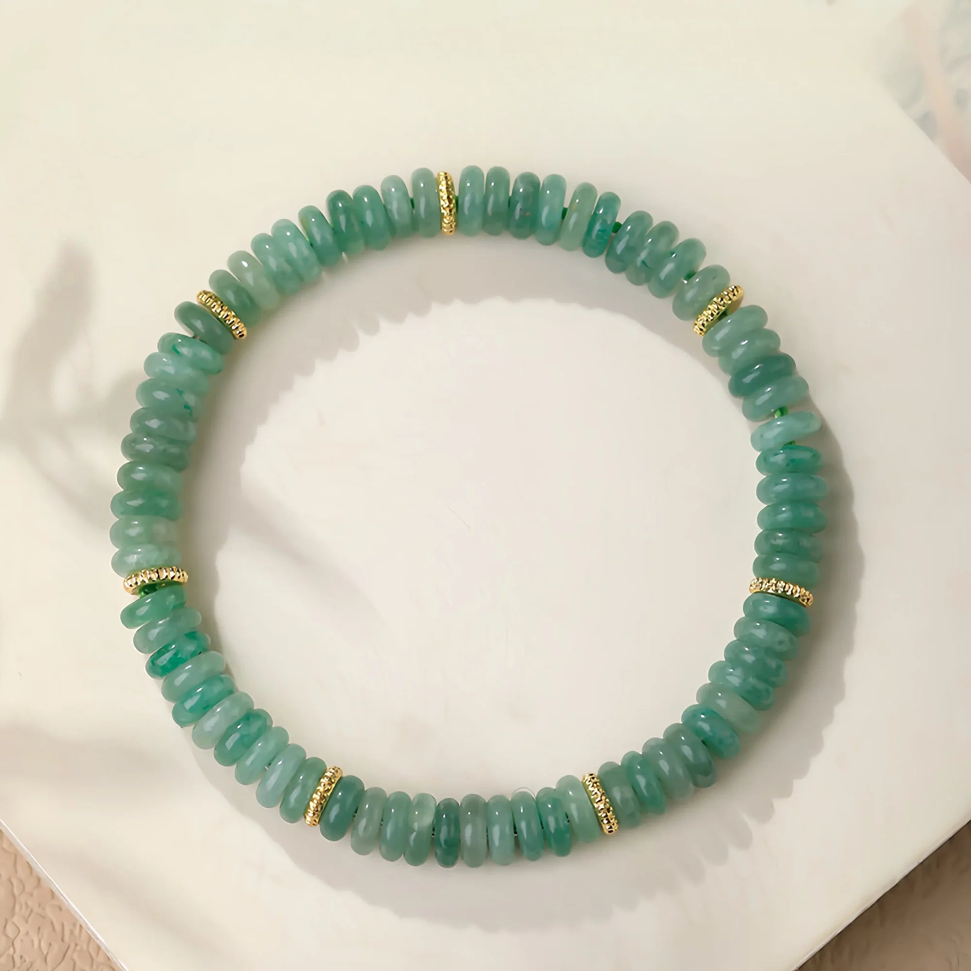 Sliced Aventurine Therapy Bracelet Gold Accent