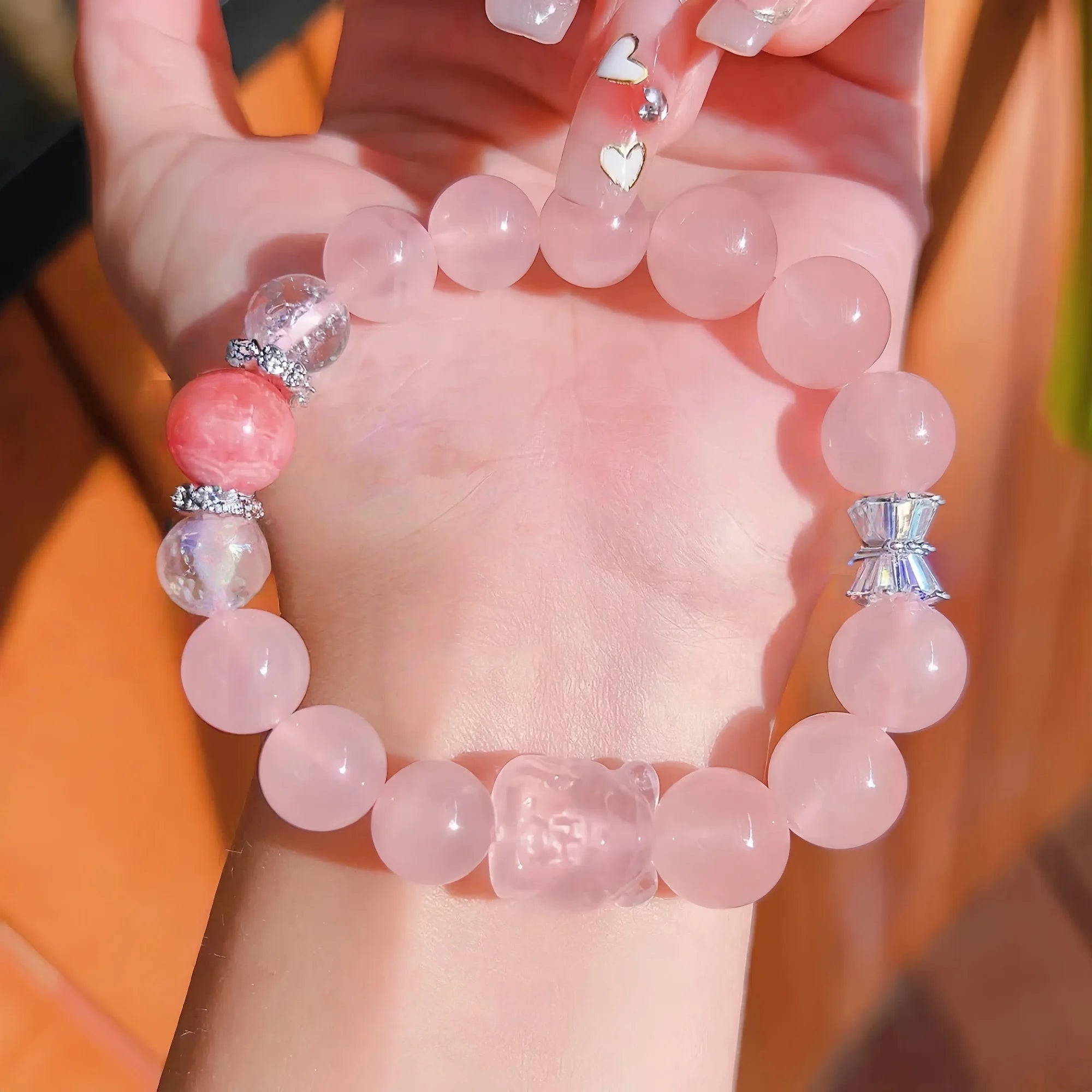 Strawberry Quartz & Rhodochrosite Phoenix Empress Crystal Bracelet
