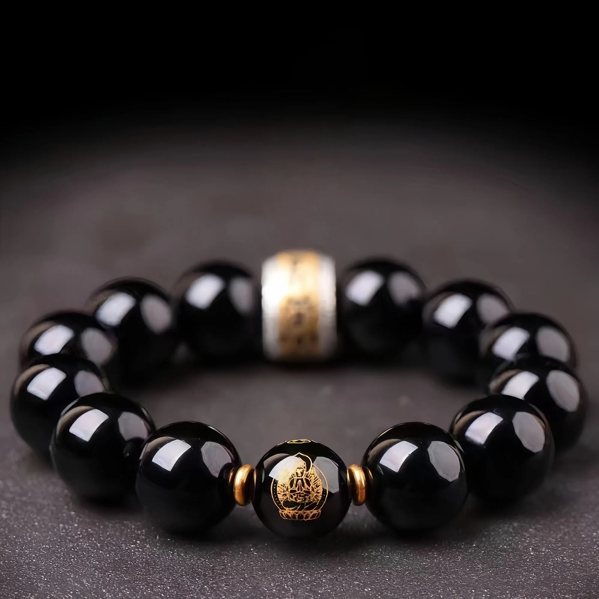 12 Zodiac & Guardian Buddhas Obsidian Bracelet