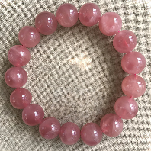 12.5mm Madagascar Purity Rose Quartz Bracelet