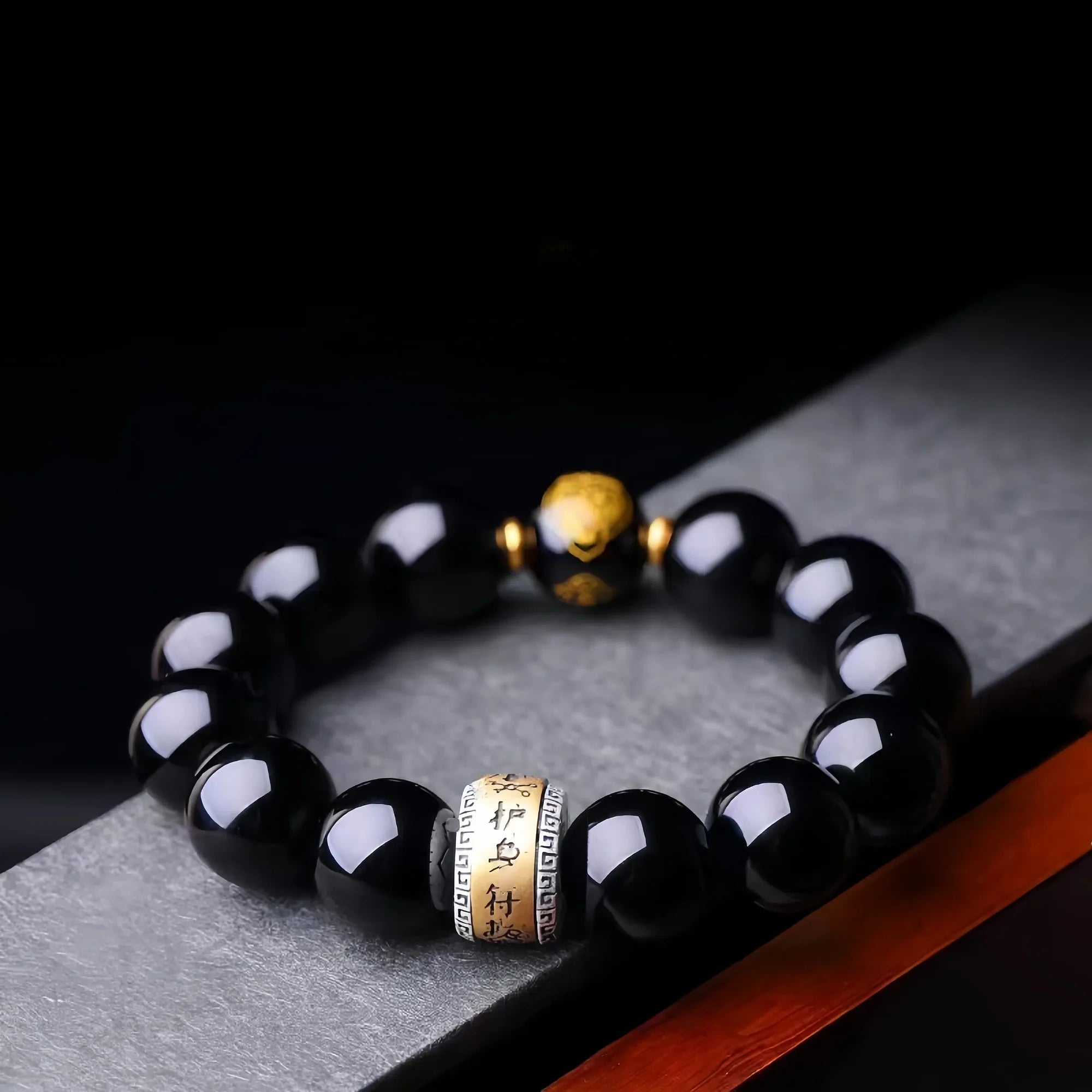 12 Zodiac & Guardian Buddhas Obsidian Bracelet