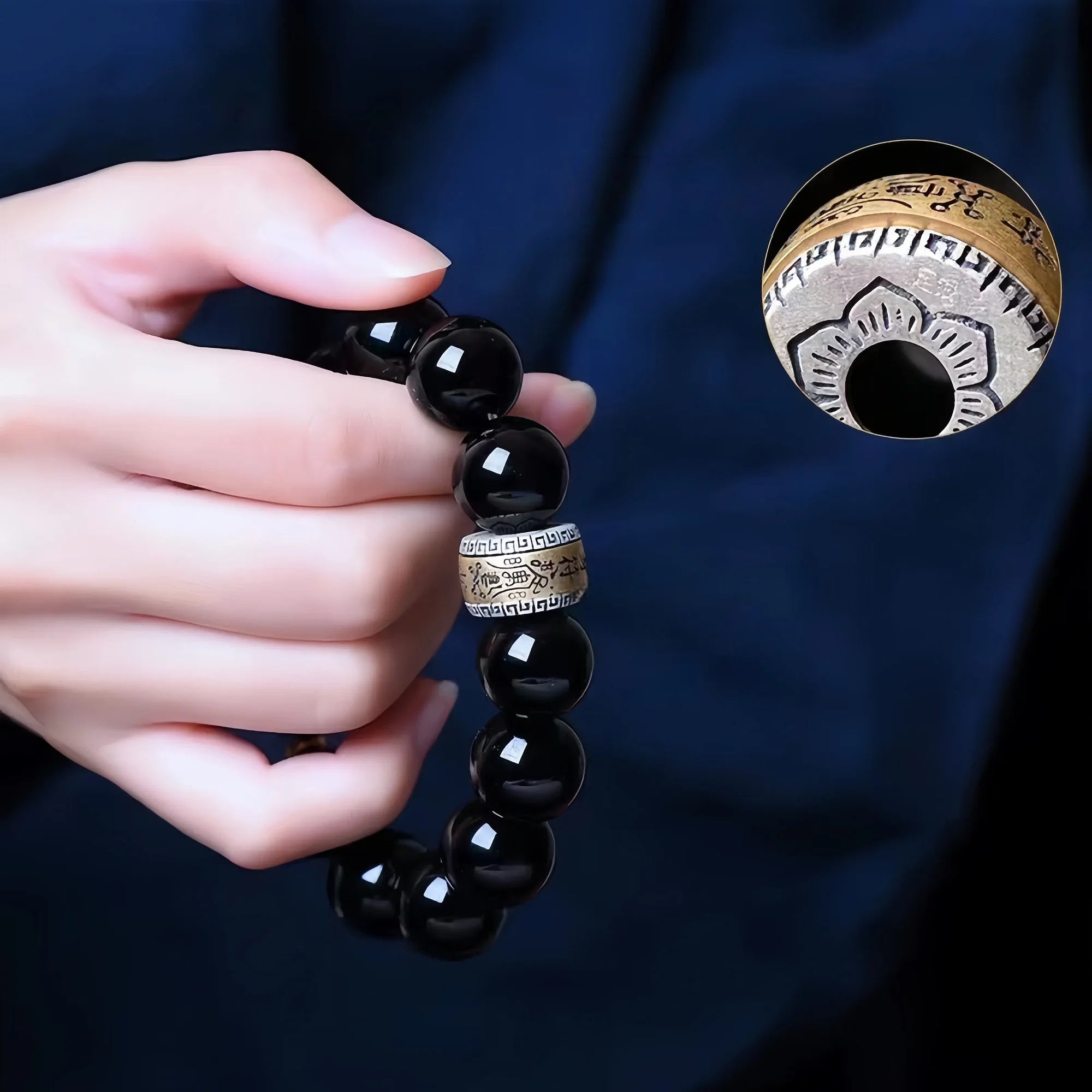 12 Zodiac & Guardian Buddhas Obsidian Bracelet