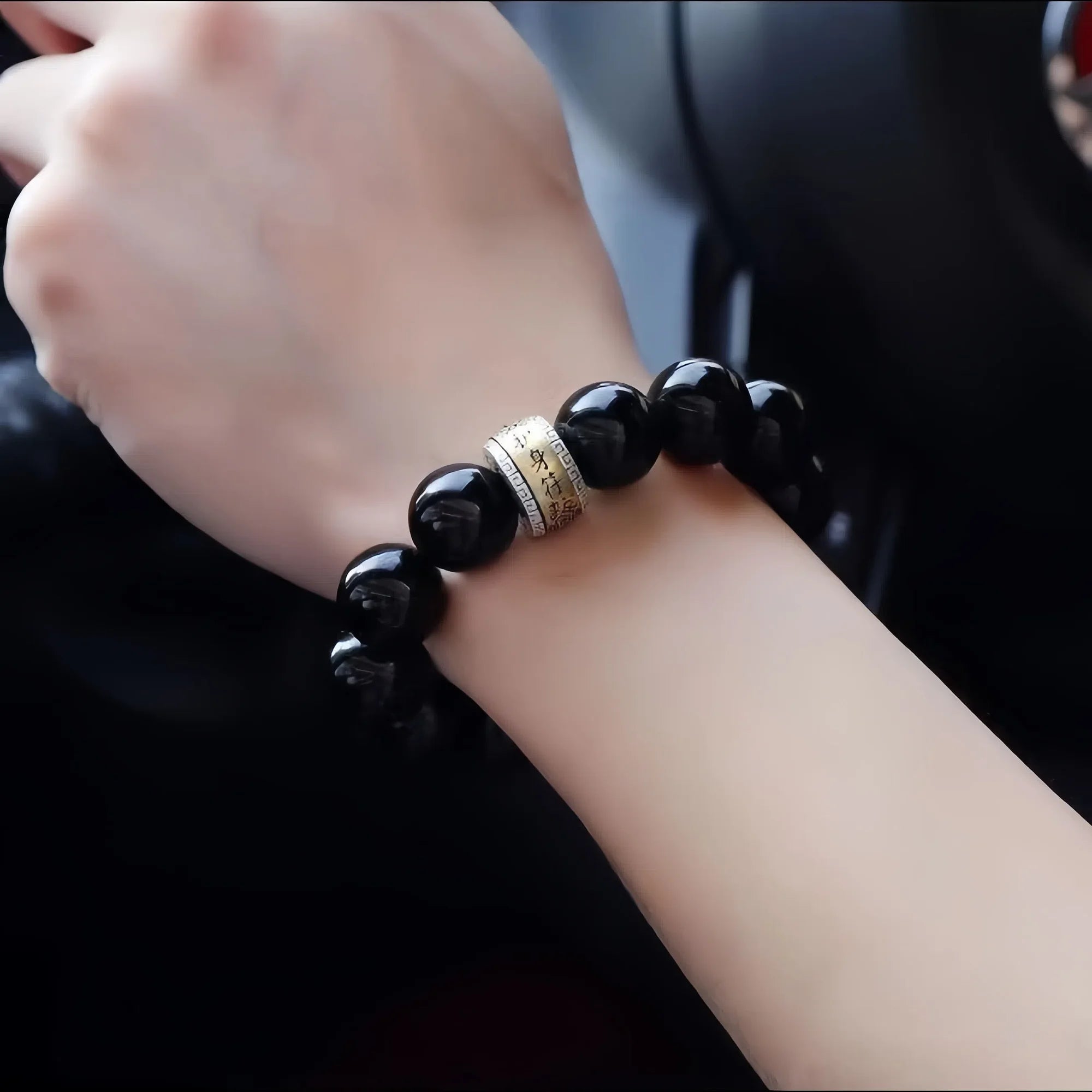 12 Zodiac & Guardian Buddhas Obsidian Bracelet