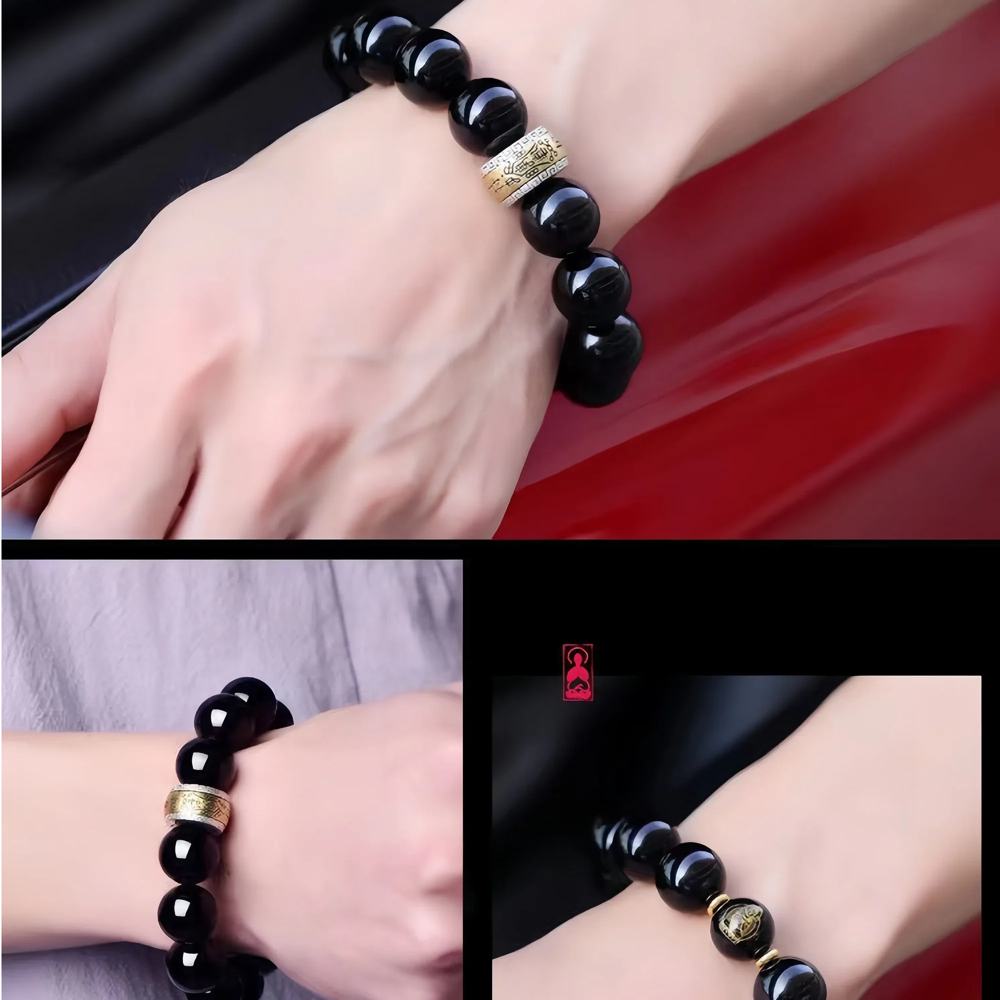 12 Zodiac & Guardian Buddhas Obsidian Bracelet