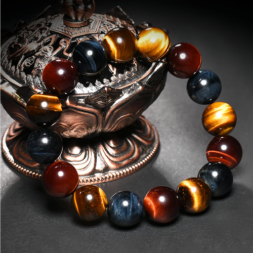 12mm Trinity Tiger Eye Energy Bracelet