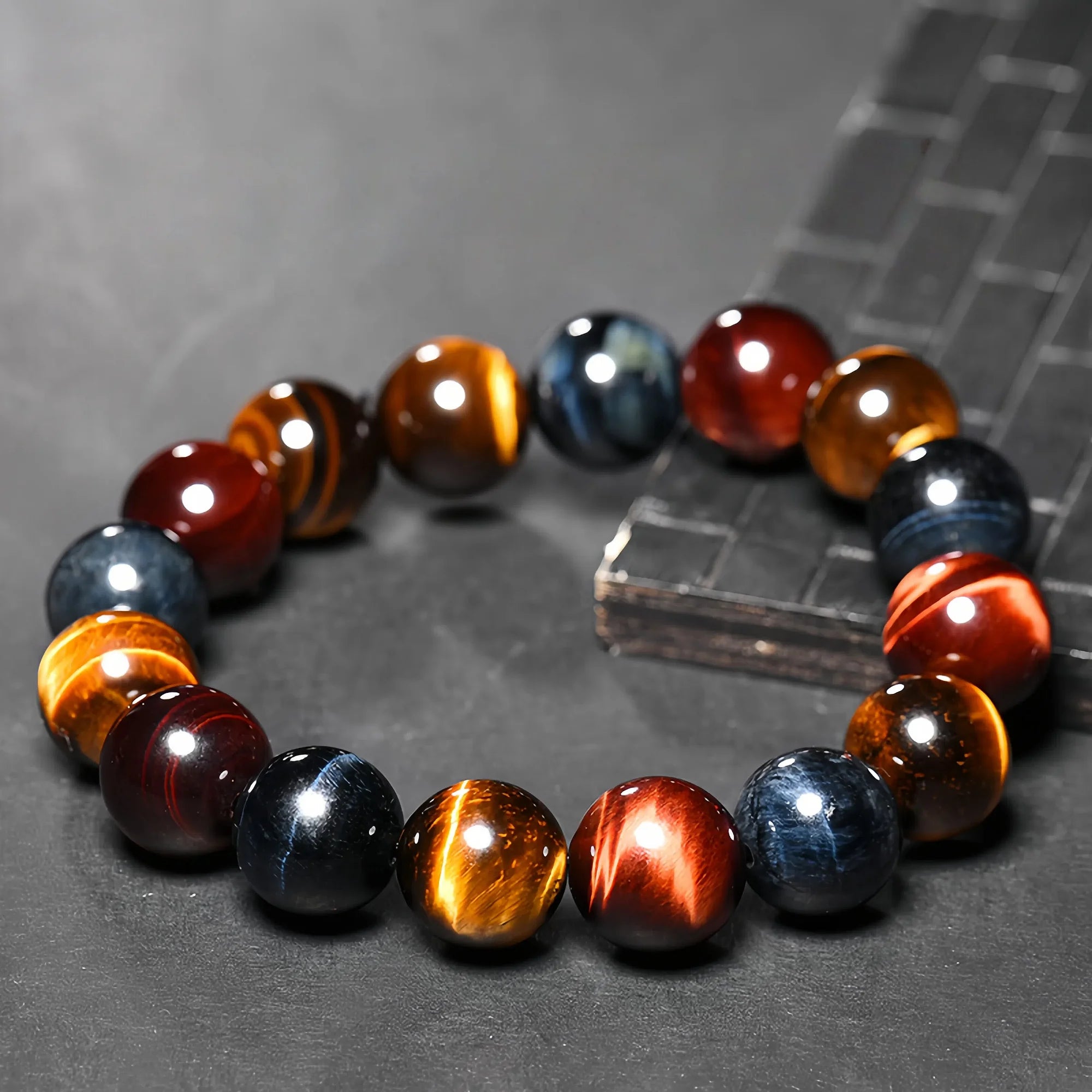 12mm Trinity Tiger Eye Energy Bracelet