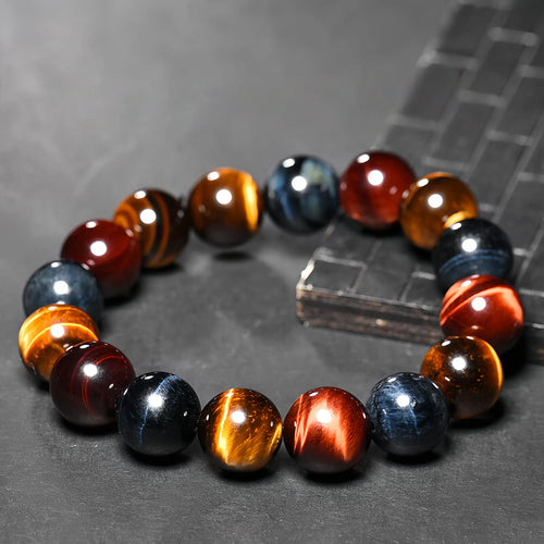 12mm Trinity Tiger Eye Energy Bracelet