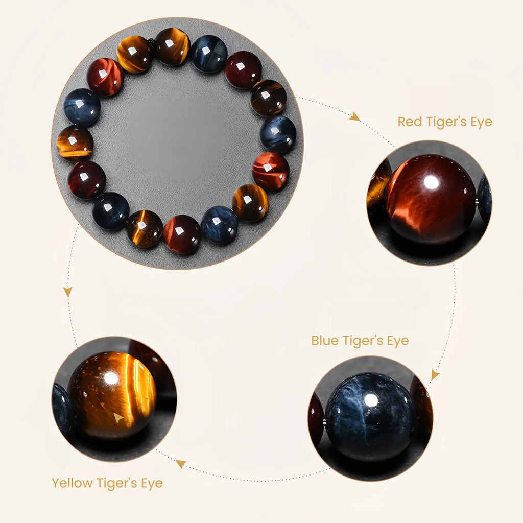 12mm Trinity Tiger Eye Energy Bracelet