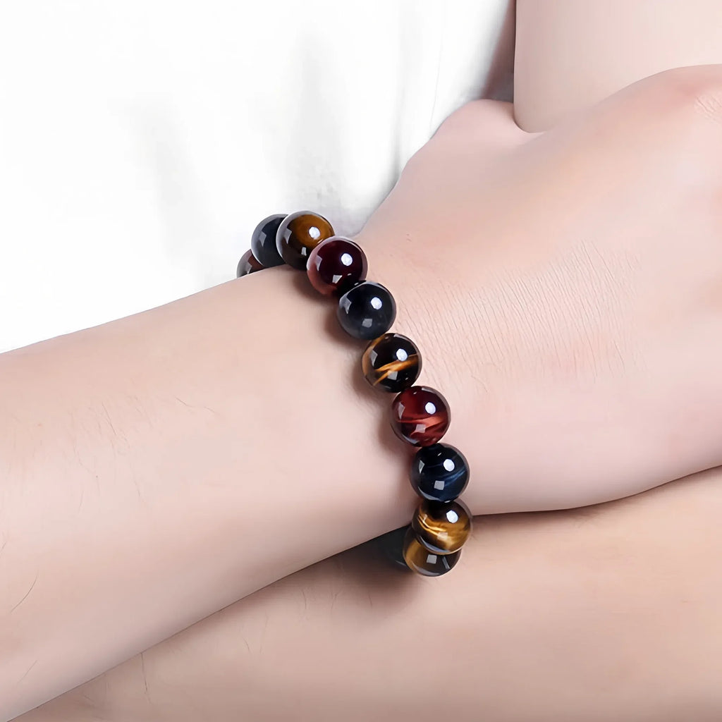 12mm Trinity Tiger Eye Energy Bracelet