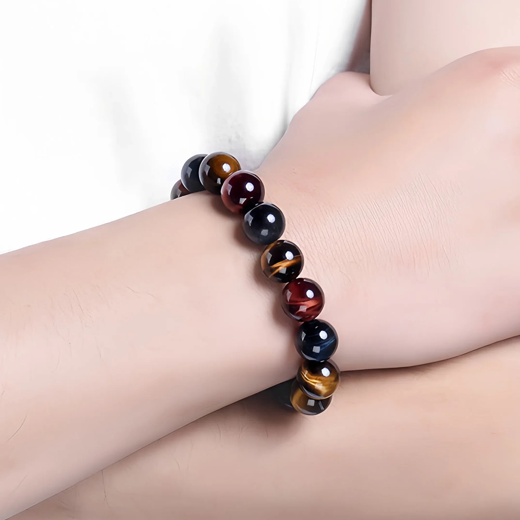 12mm Trinity Tiger Eye Energy Bracelet
