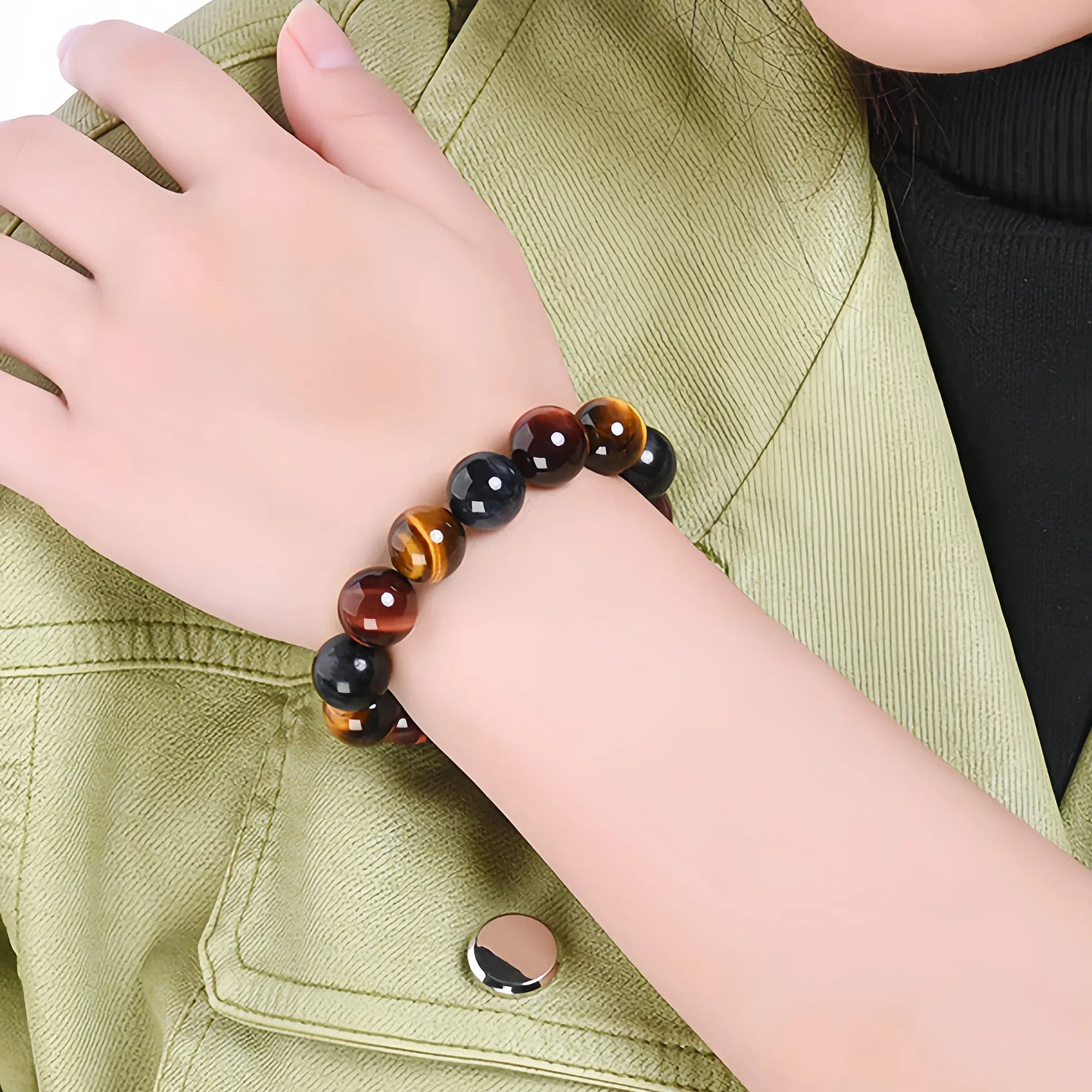 12mm Trinity Tiger Eye Energy Bracelet