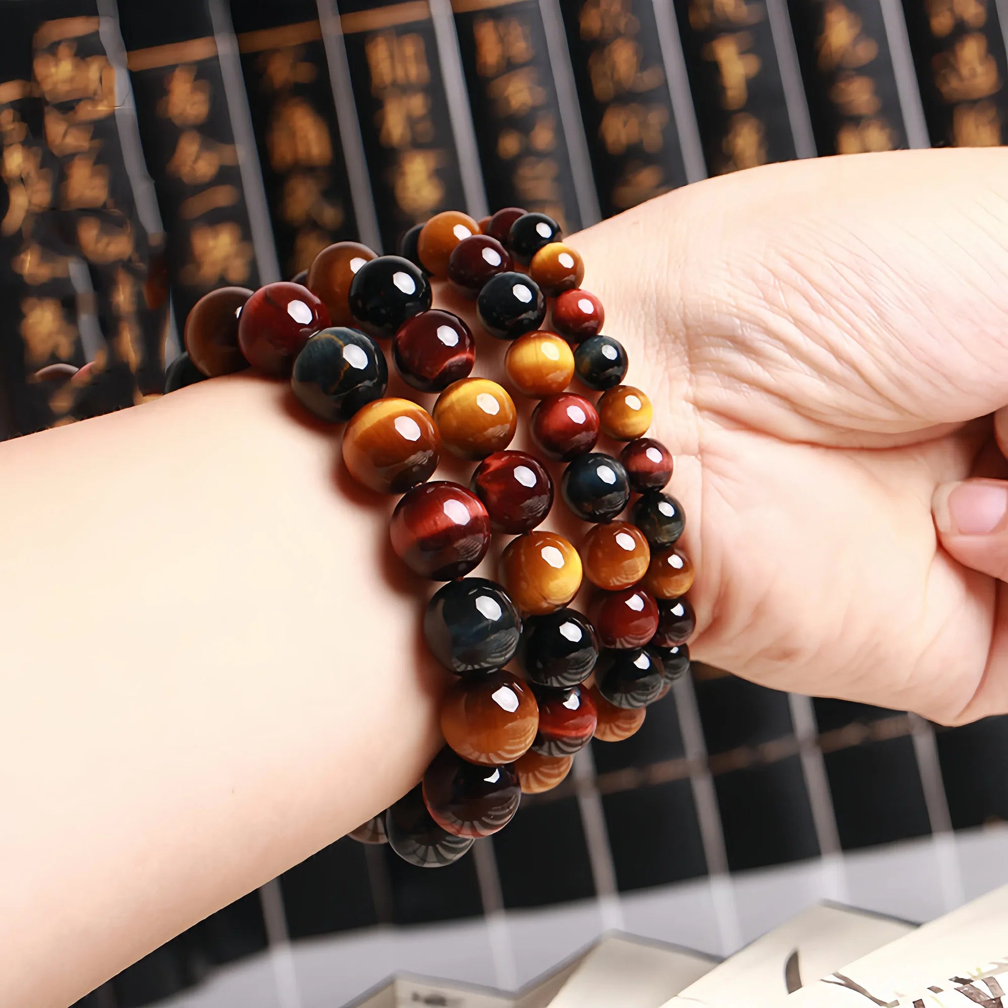 12mm Trinity Tiger Eye Energy Bracelet