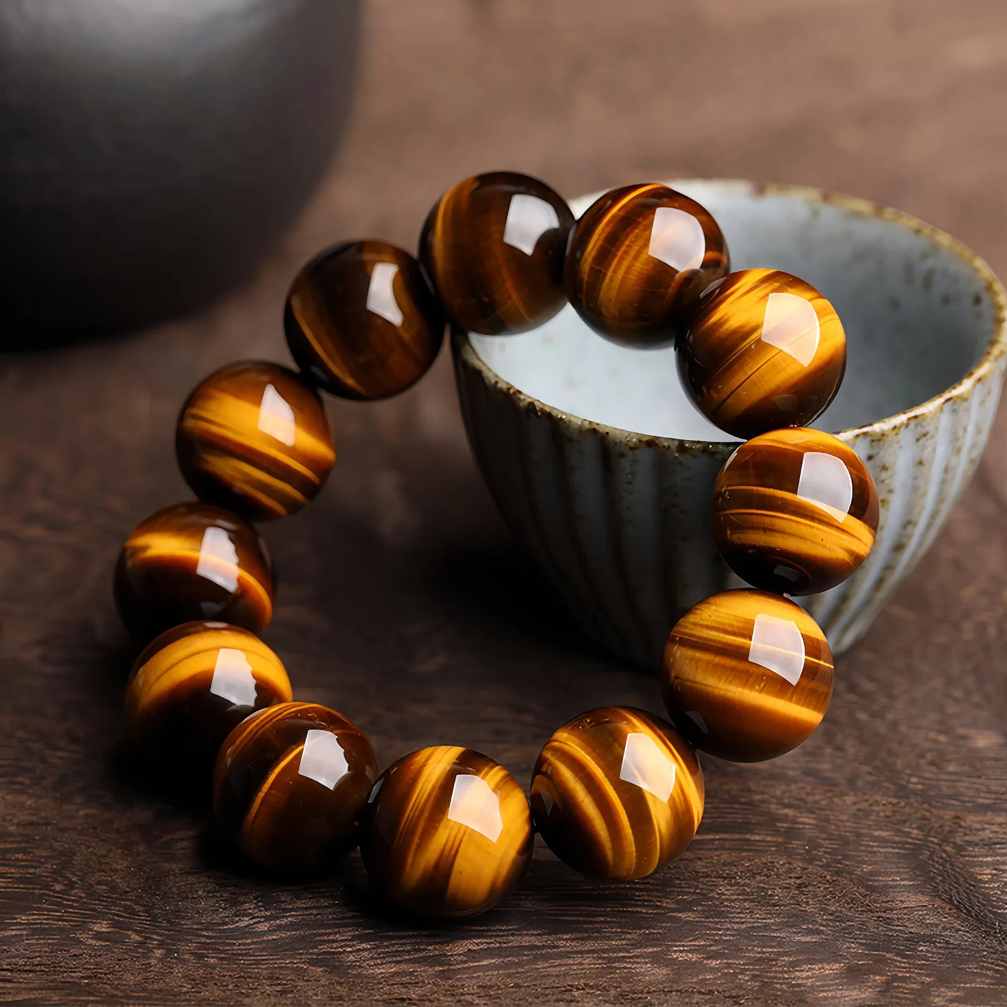 14mm Golden Tiger Eye Bracelet
