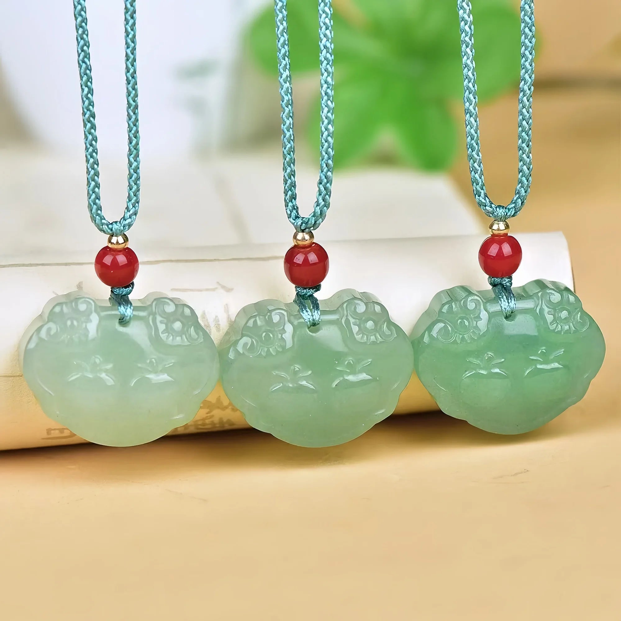Green Aventurine Blessings Lock Pendant