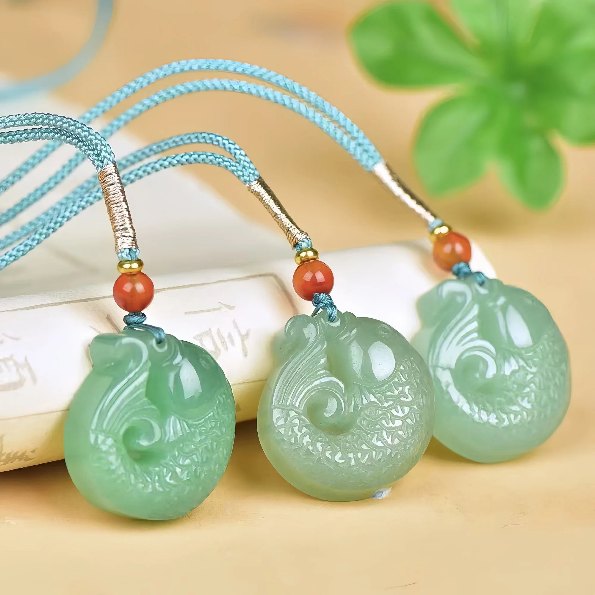 Green Aventurine Blessing Koi Fish Pendant