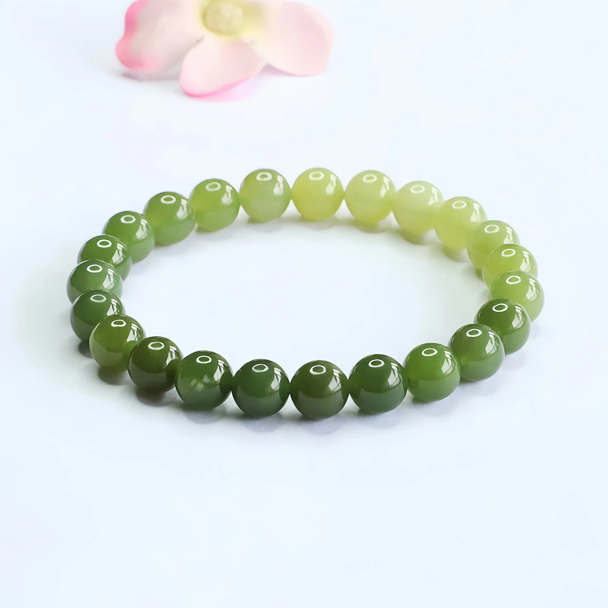 8mm Serene Water Hetian Jade Gradual Bracelet