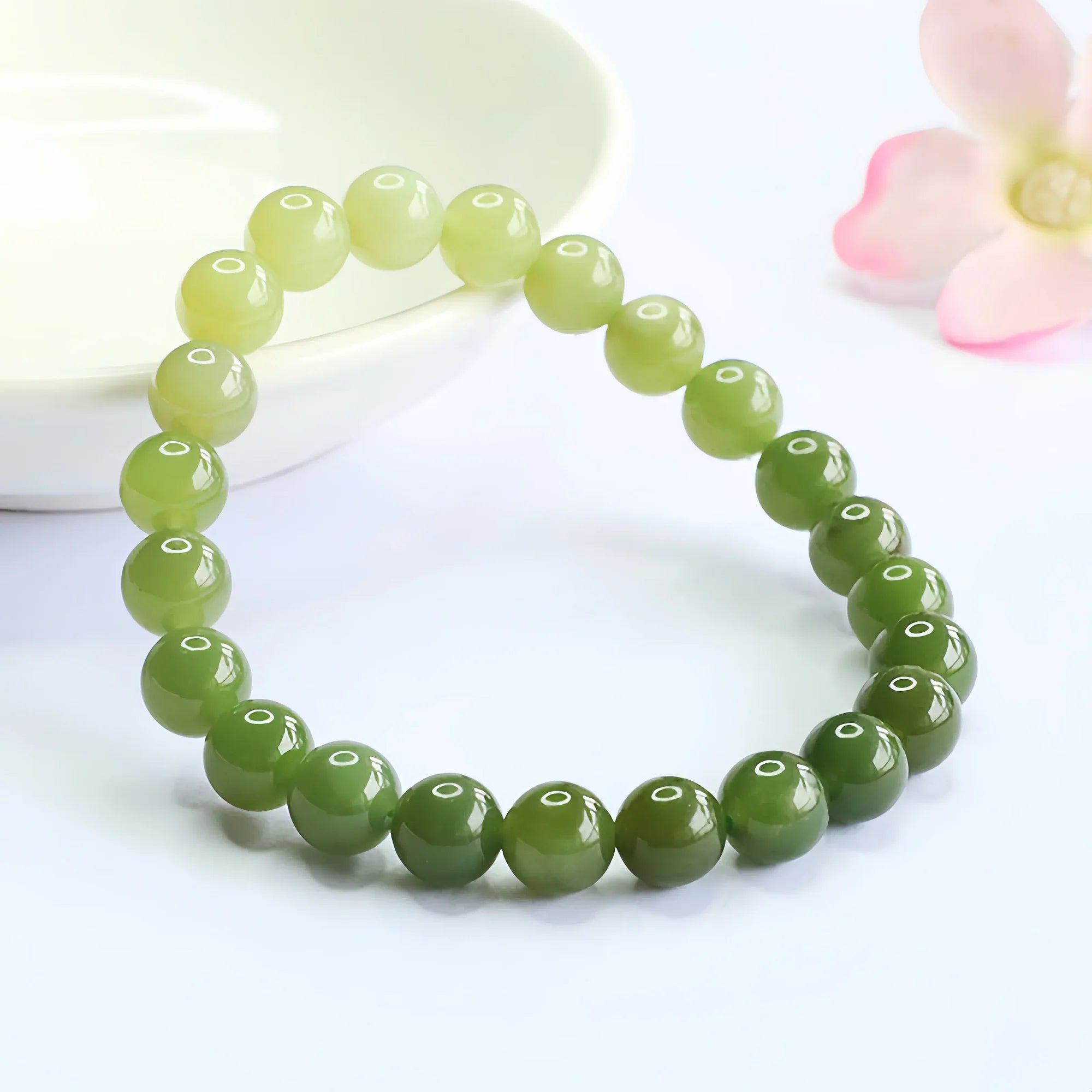 8mm Serene Water Hetian Jade Gradual Bracelet