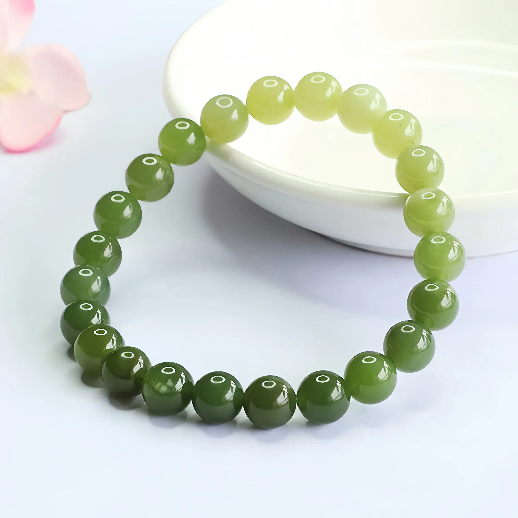 8mm Serene Water Hetian Jade Gradual Bracelet