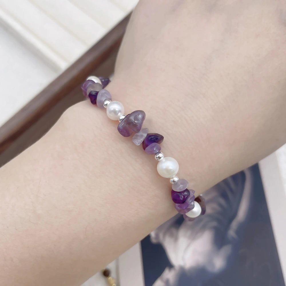 Amethyst Pearl Bracelet Healing Crystal Jewelry for Spiritual Charm