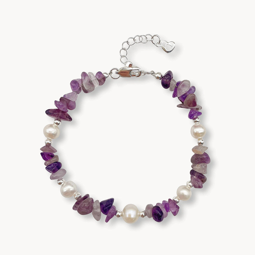 Amethyst Pearl Bracelet Healing Crystal Jewelry for Spiritual Charm