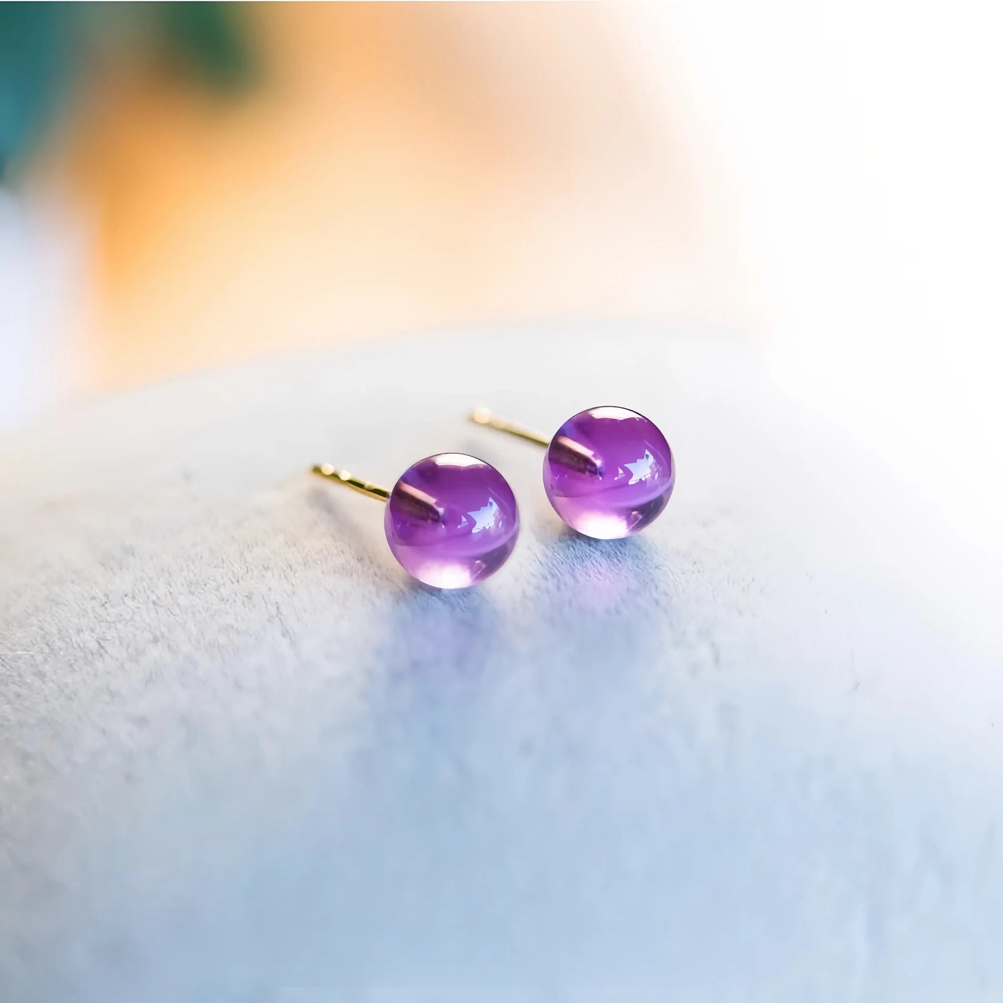 Amethyst Vortex Stud Earrings in 14K Gold-Plated Sterling Silver
