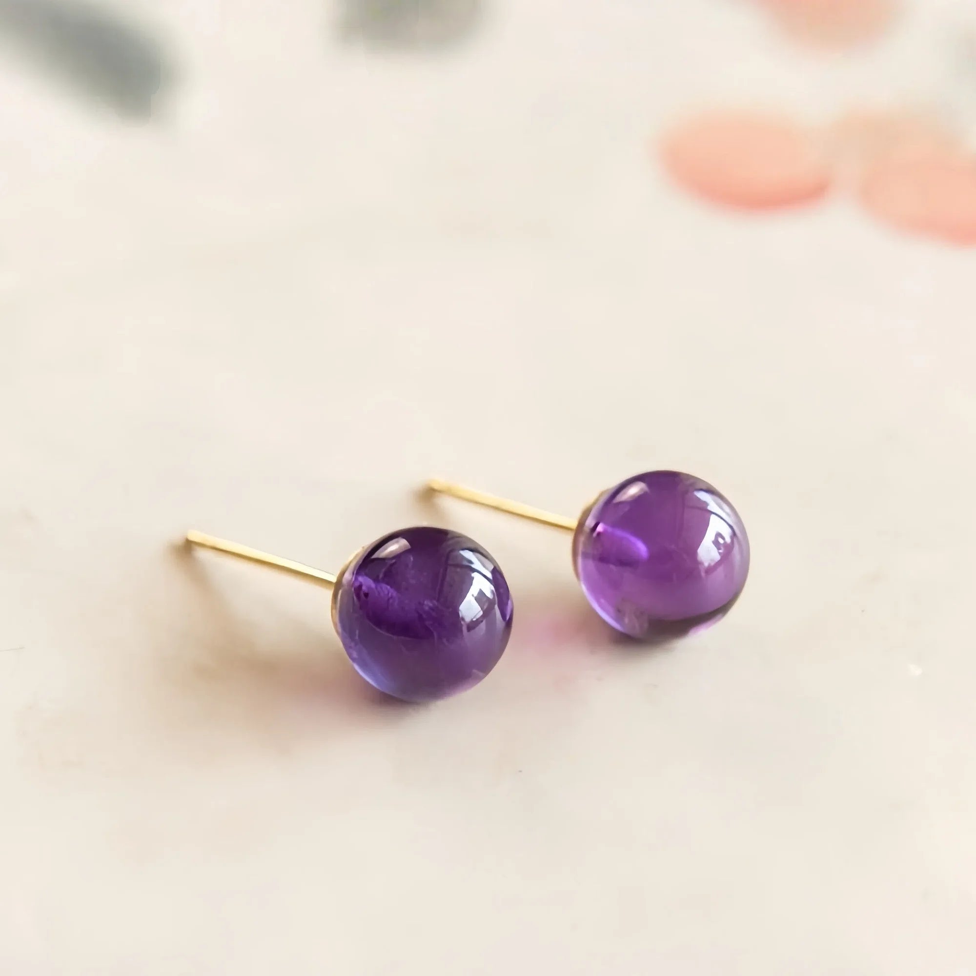 Amethyst Vortex Stud Earrings in 14K Gold-Plated Sterling Silver