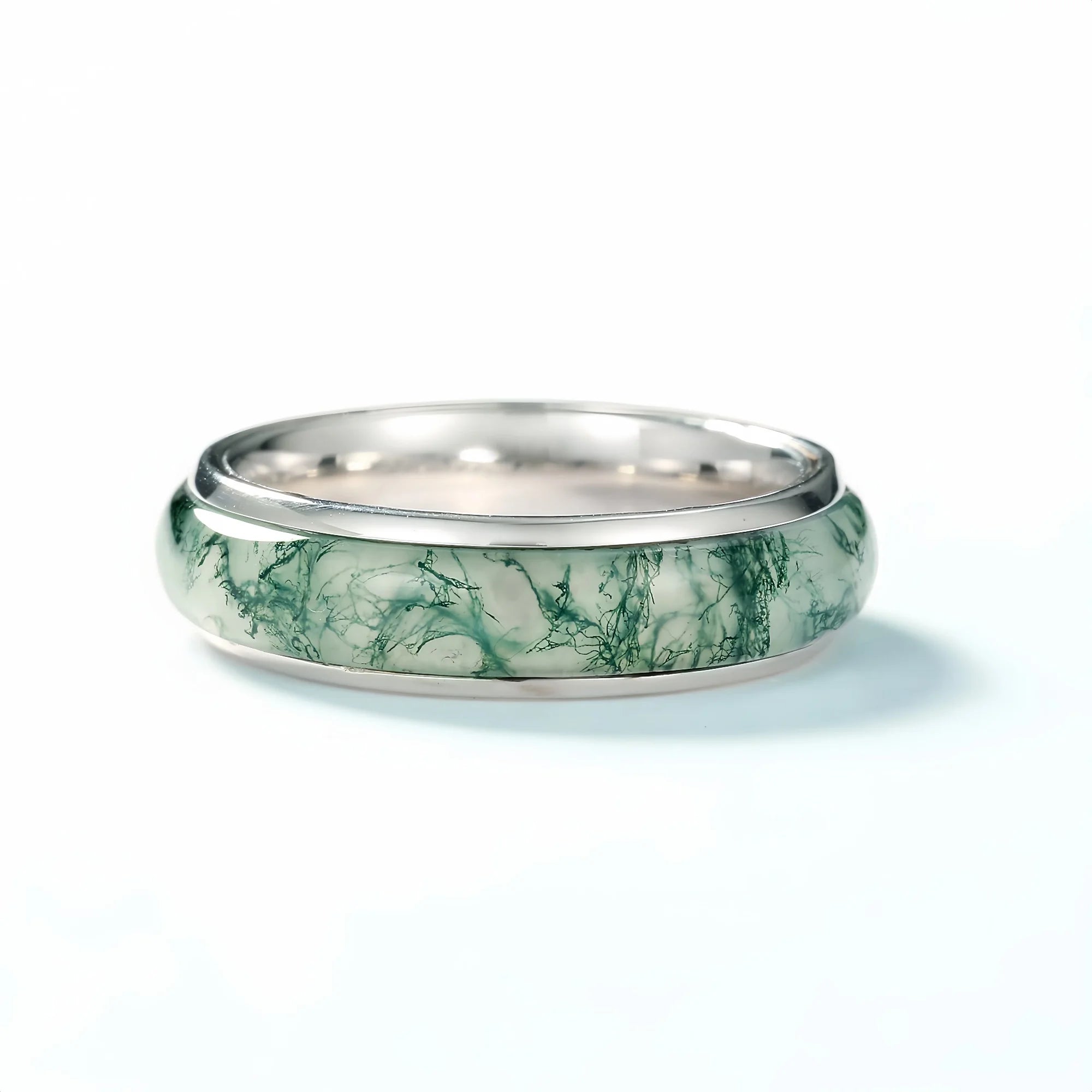 Ancient Moss Agate Silver Ring