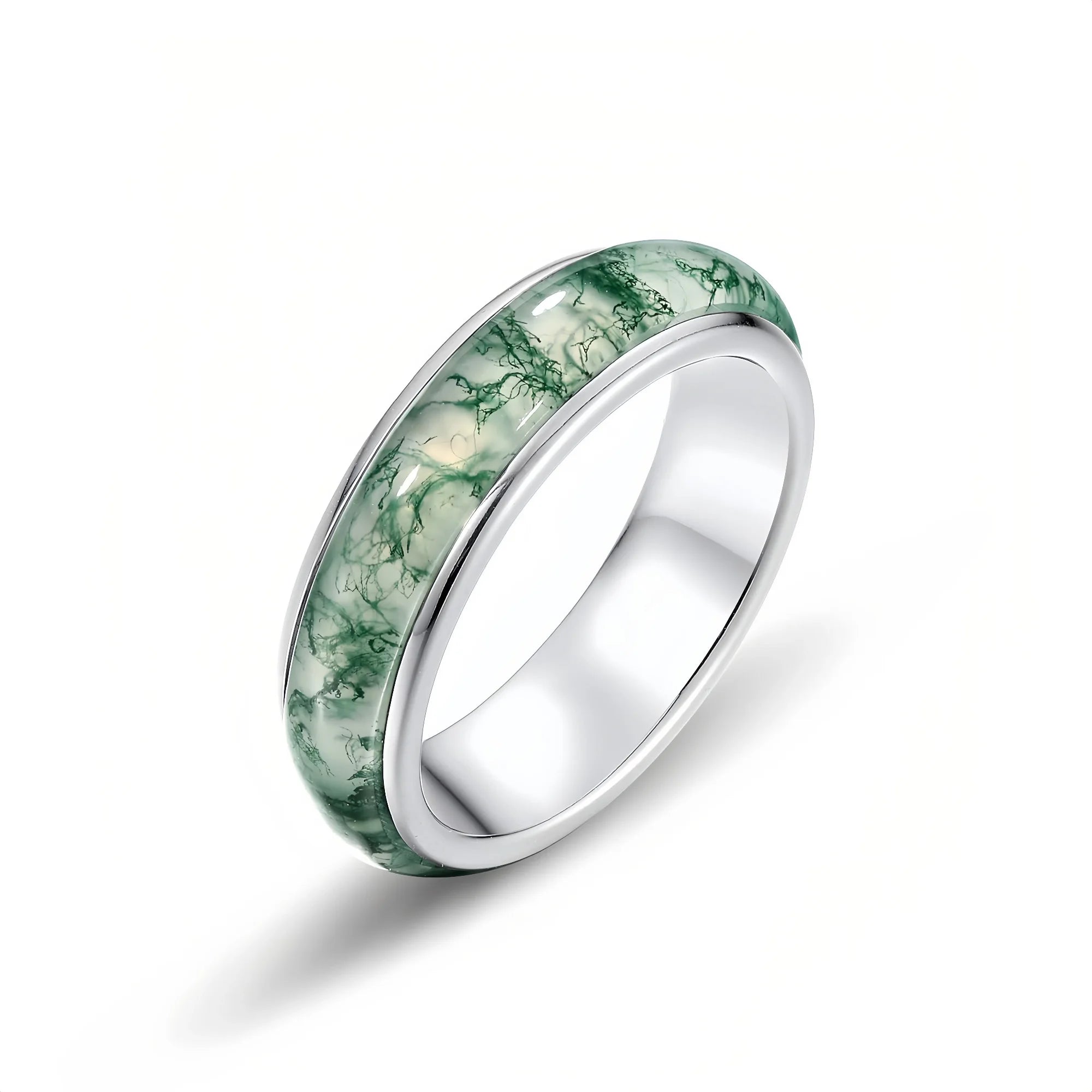 Ancient Moss Agate Silver Ring