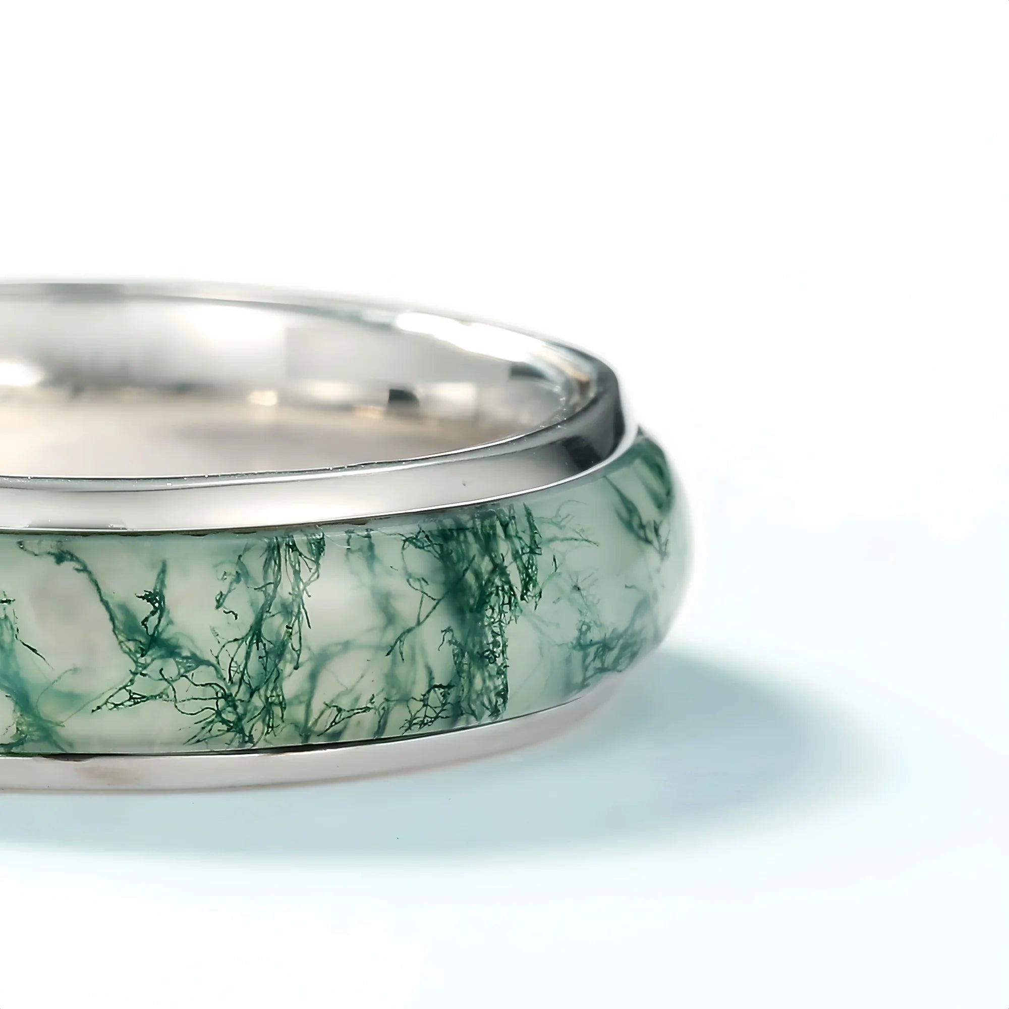 Ancient Moss Agate Silver Ring