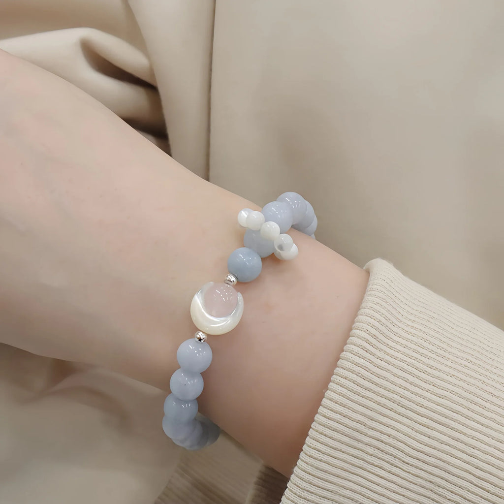 Aquamarine, Moonstone & Rose Quartz Moon Tide Harmony Bracelet
