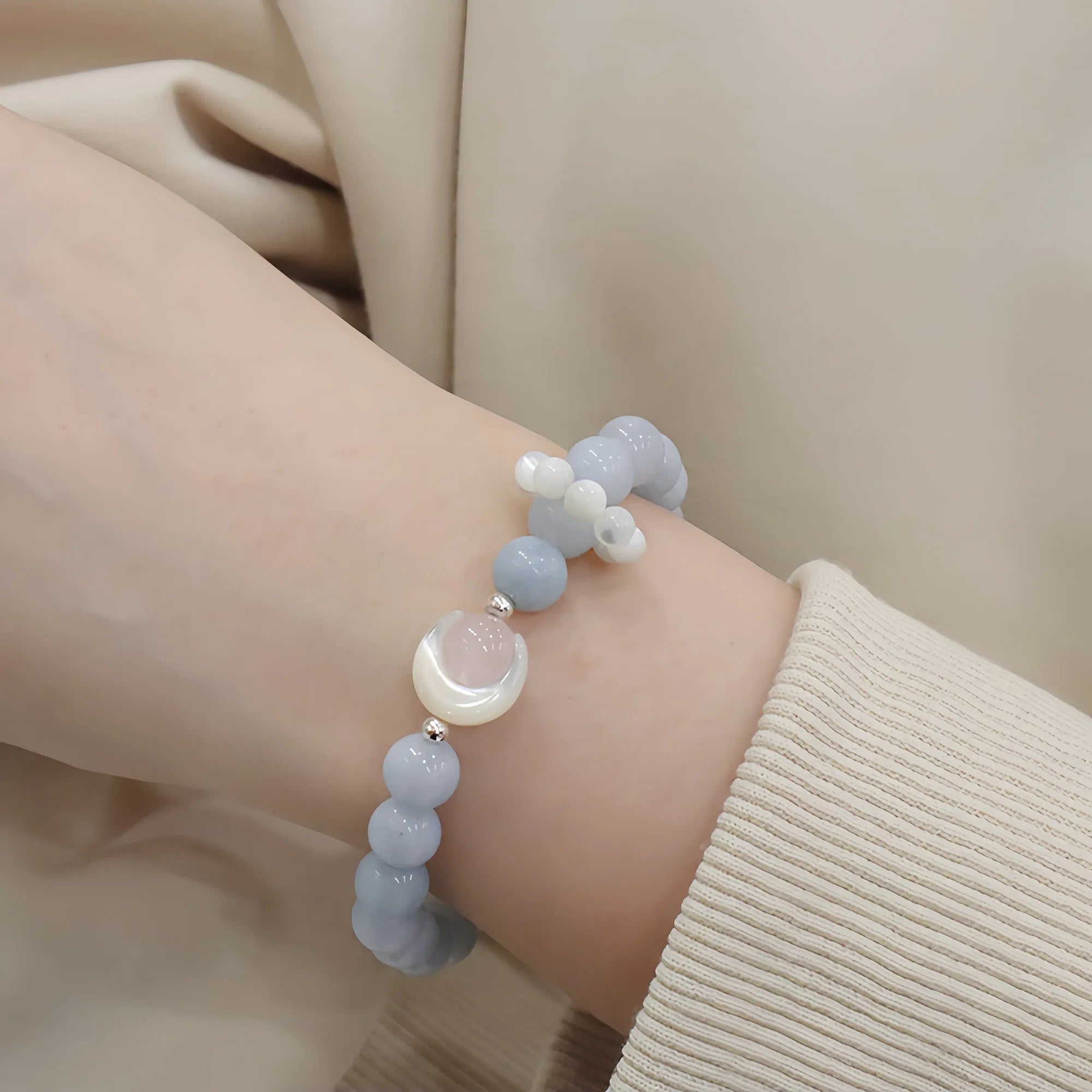 Aquamarine, Moonstone & Rose Quartz Moon Tide Harmony Bracelet