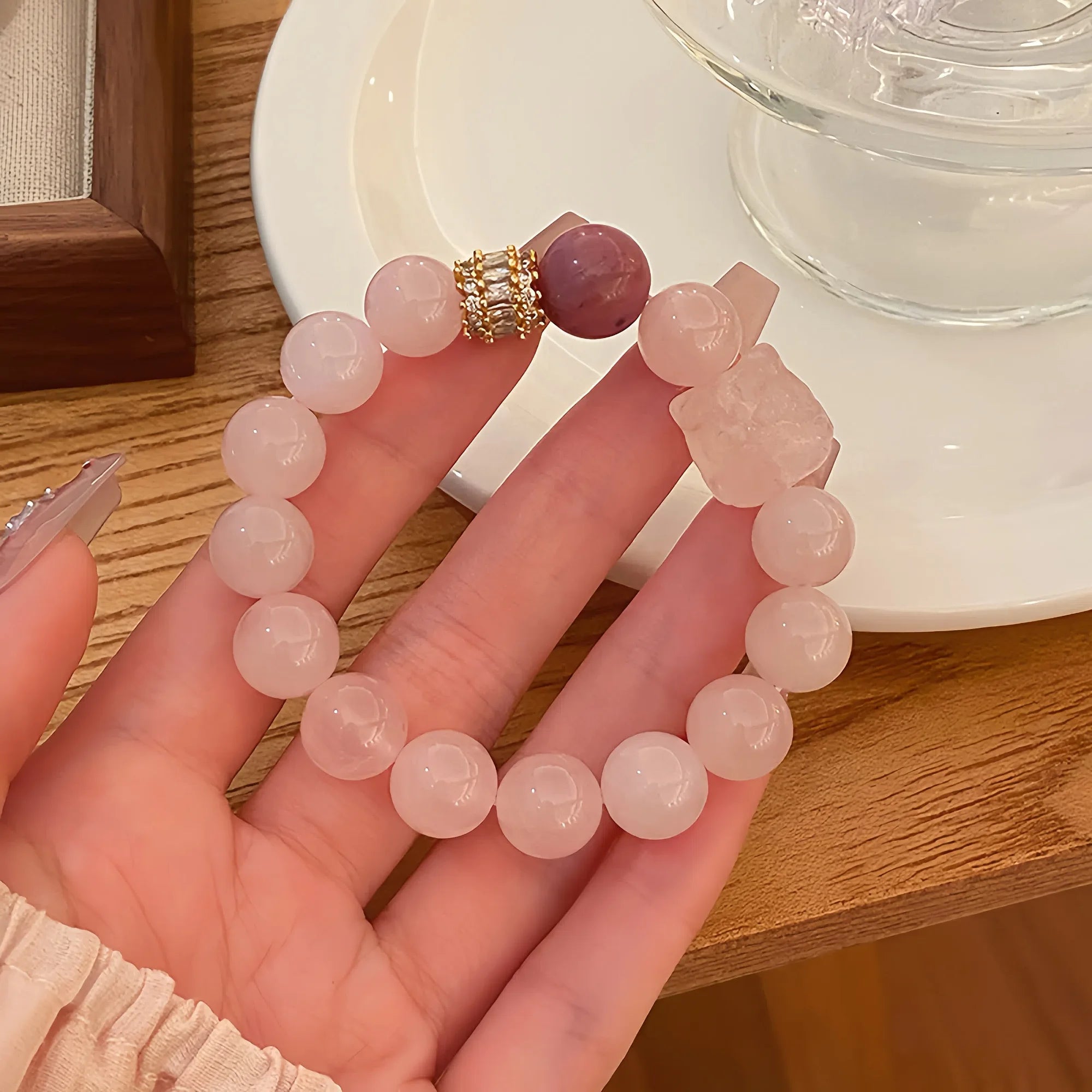 Awakening Lion Rose Quartz Bracelet