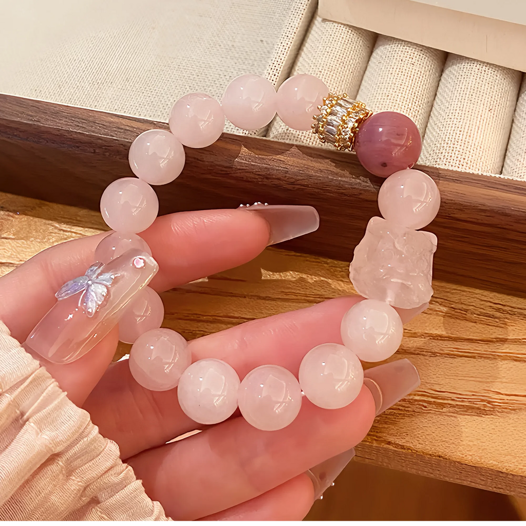 Awakening Lion Rose Quartz Bracelet