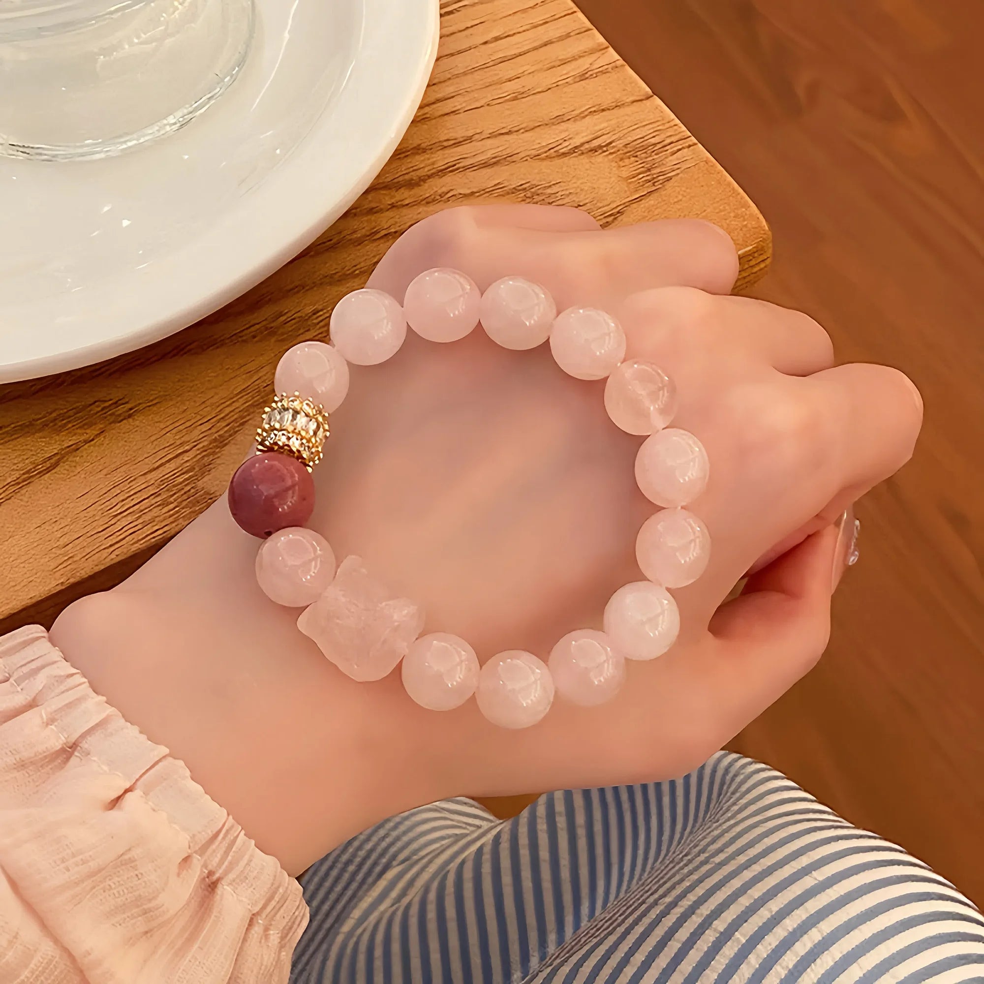Awakening Lion Rose Quartz Bracelet