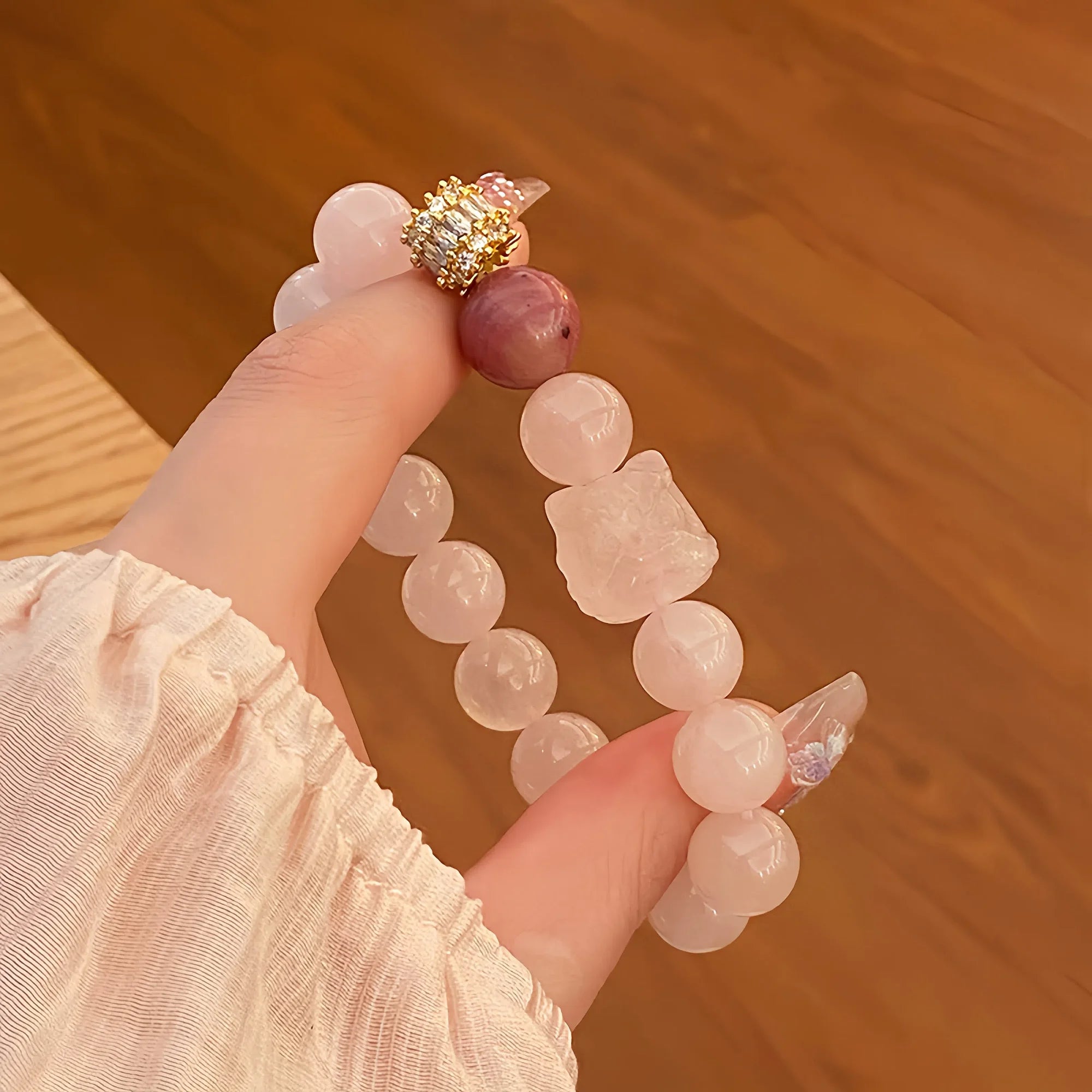 Awakening Lion Rose Quartz Bracelet