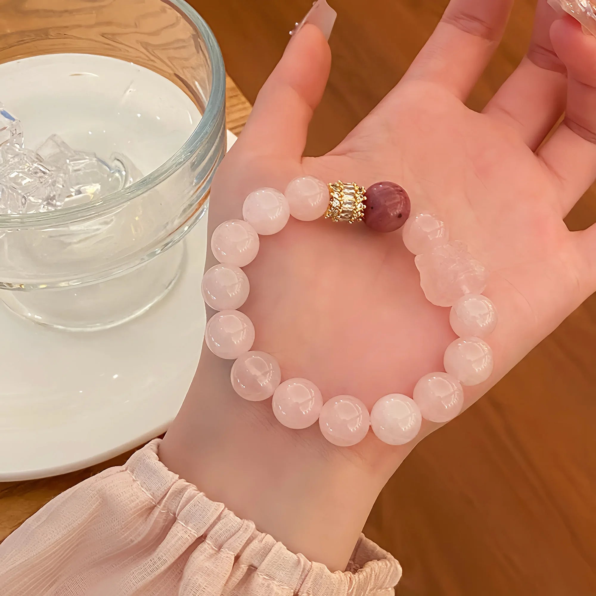 Awakening Lion Rose Quartz Bracelet