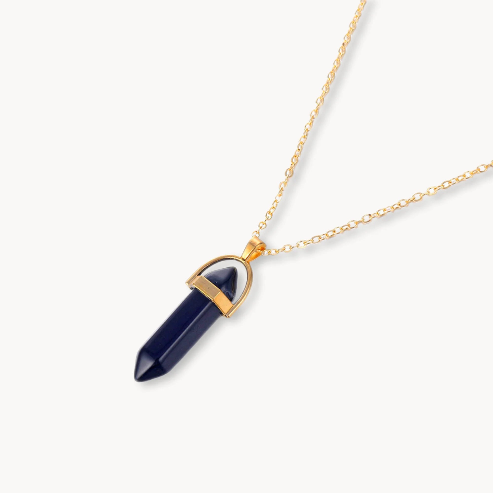 Black Onyx Pyramid Necklace Pendant in 18K Gold Vermeil