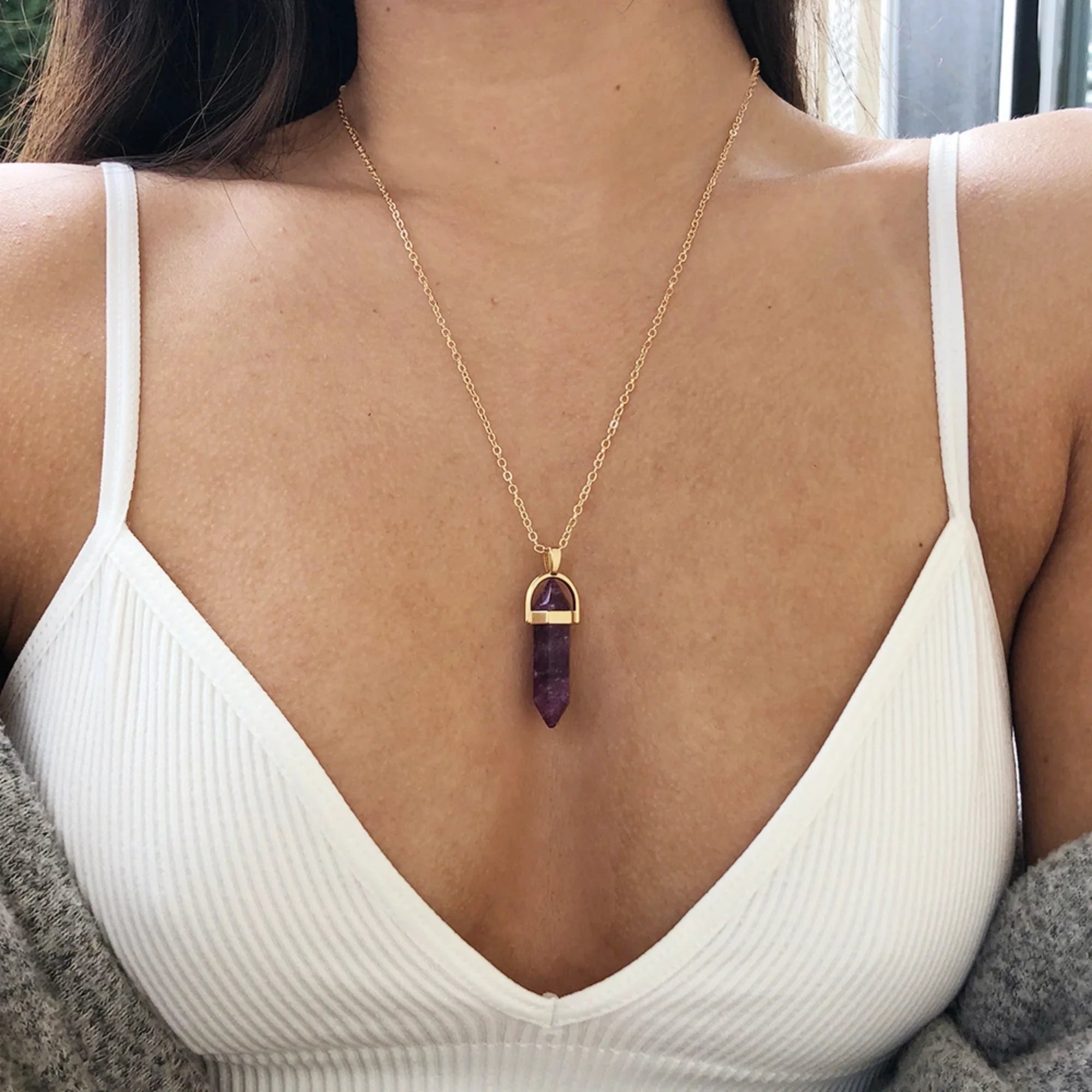 Black Onyx Pyramid Necklace Pendant in 18K Gold Vermeil