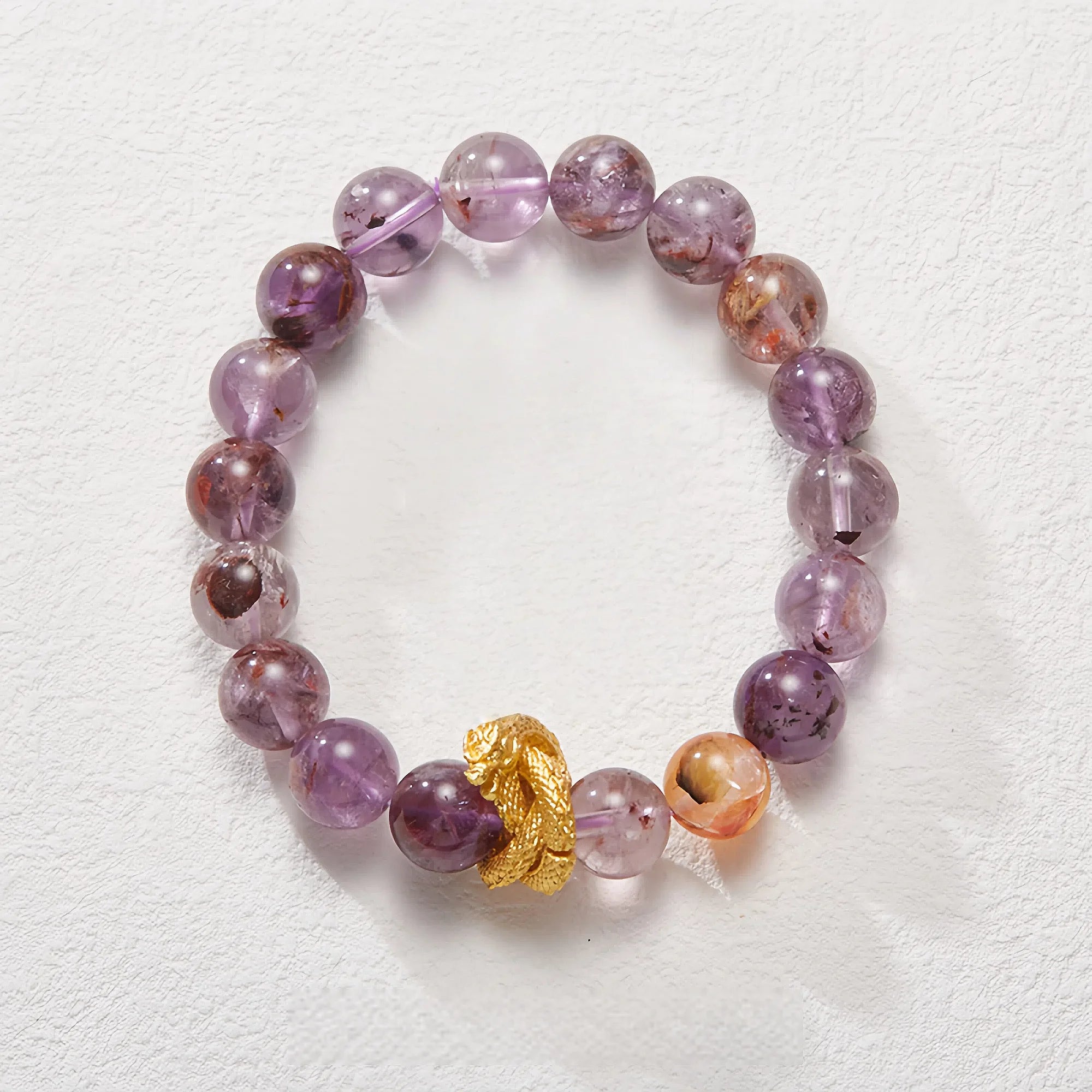 Celestial Dragon Nine Purples Fire Luck Quartz Bracelet